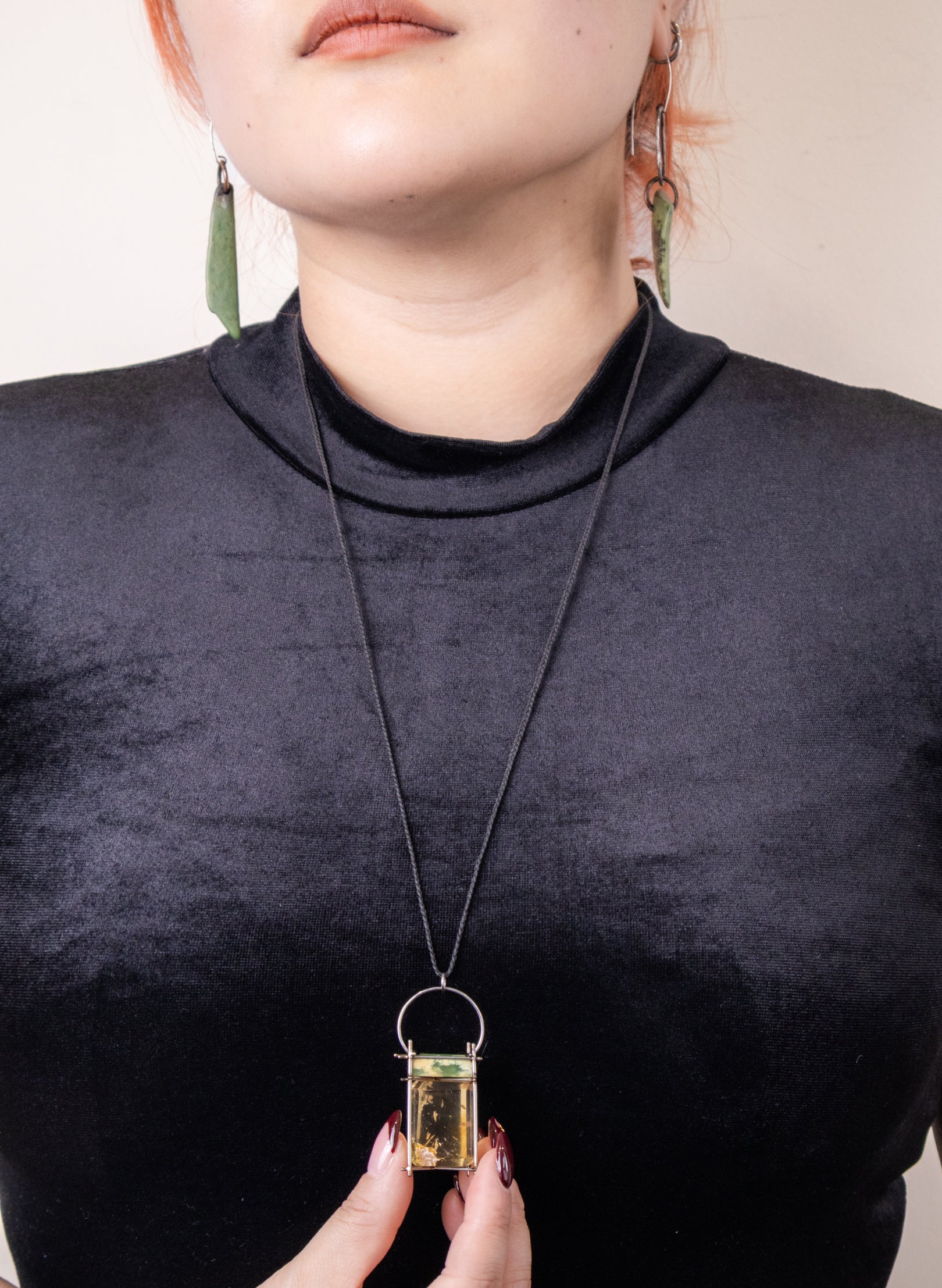 NZ Kauri, Pounamu and Stainless Steel Necklace