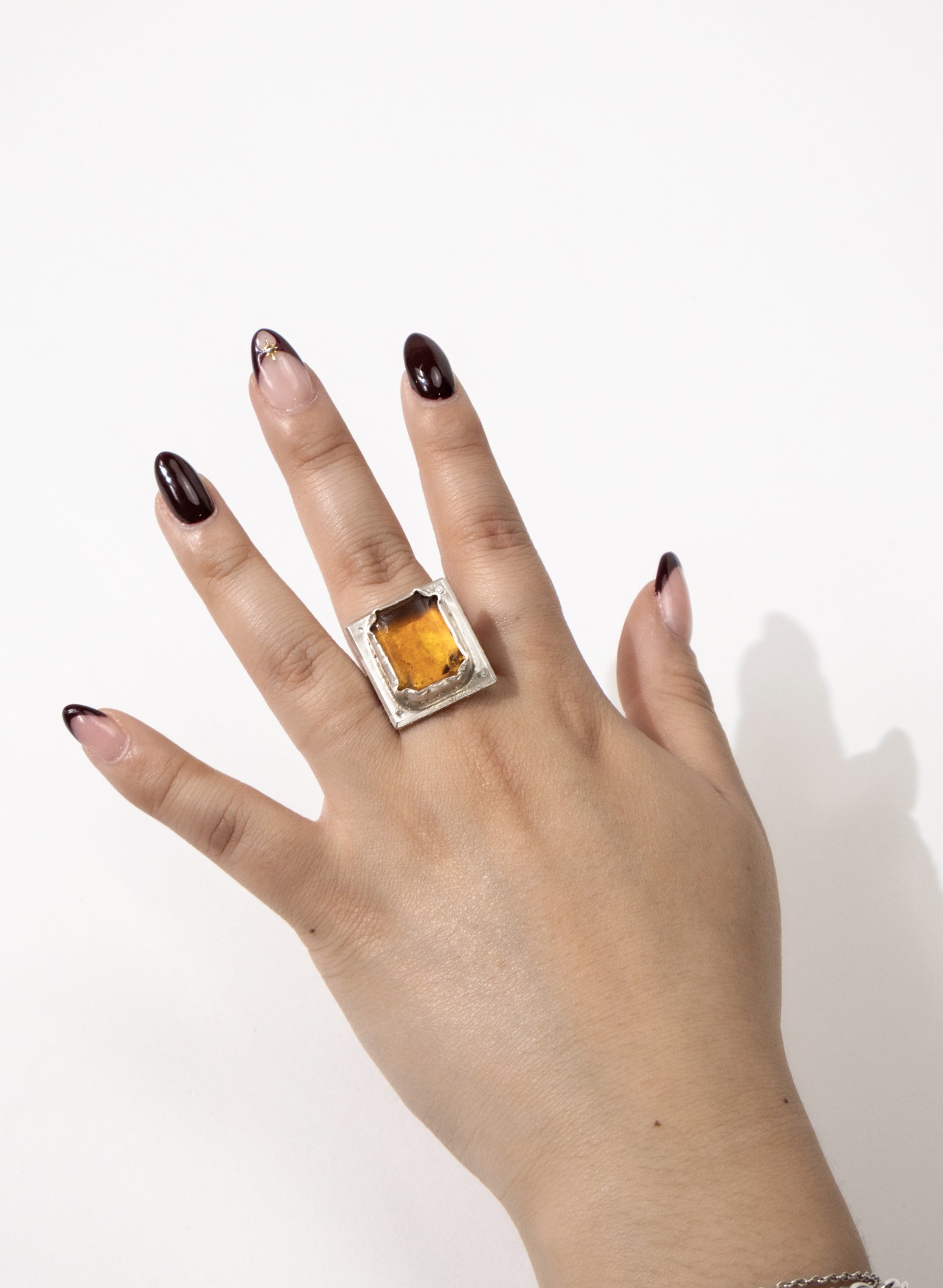 NZ Amber and Silver Ring
