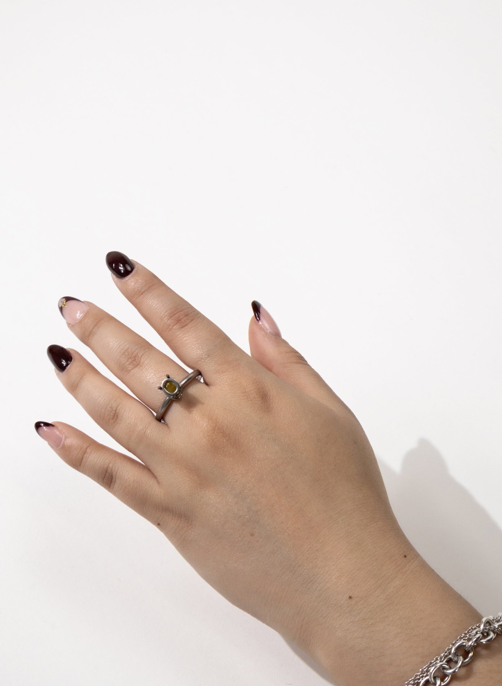 Yellow Sapphire and Stainless Steel Ring
