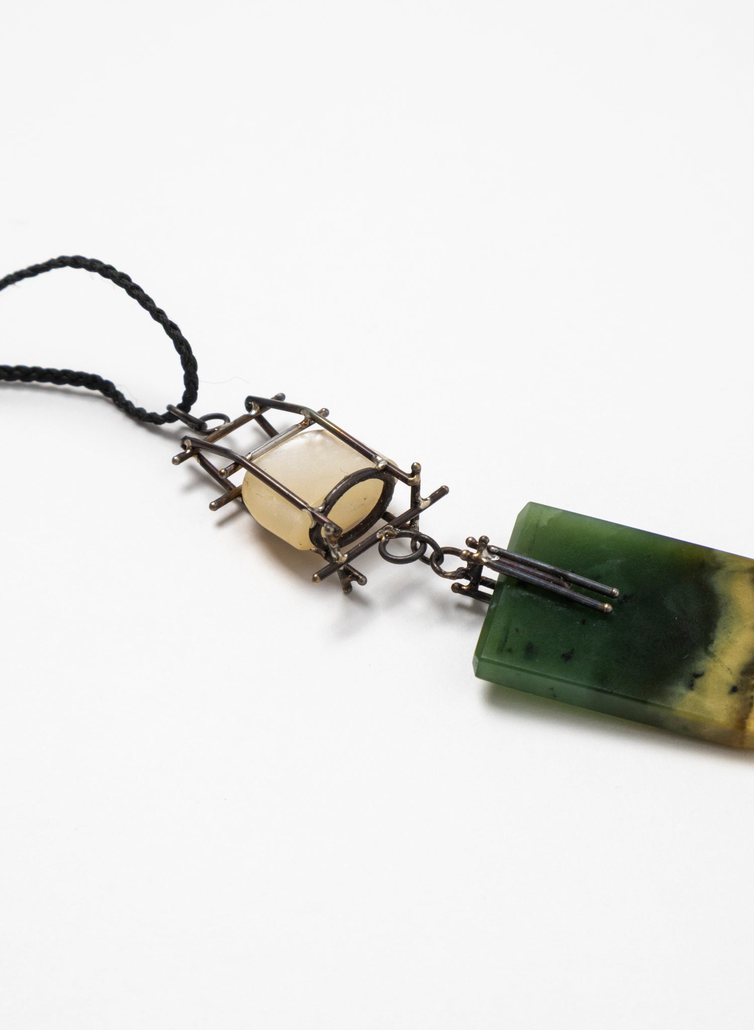 Mother of Pearl, Pounamu, Stainless Steel Necklace