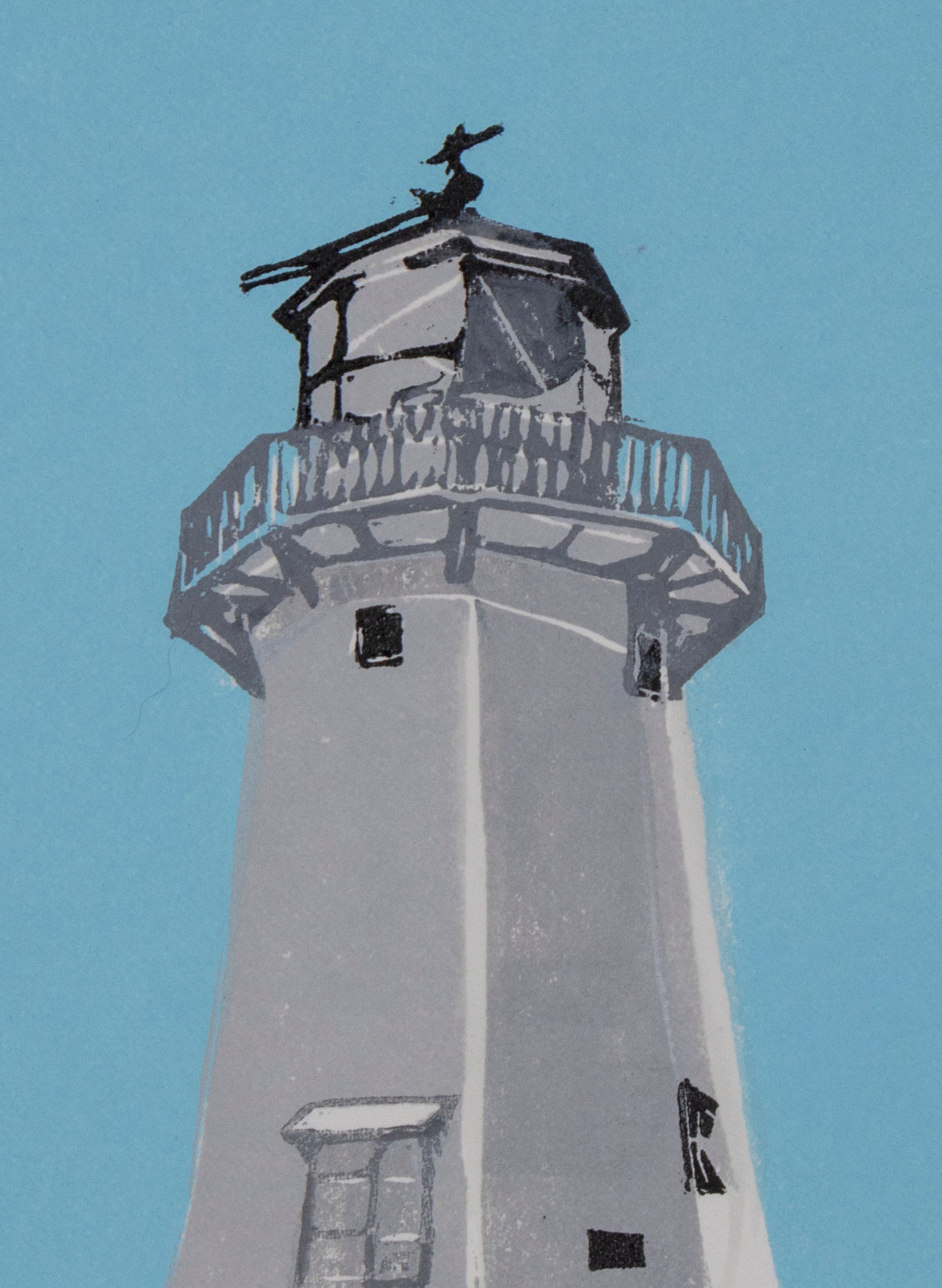 Pencarrow Lighthouse - Woodblock Print