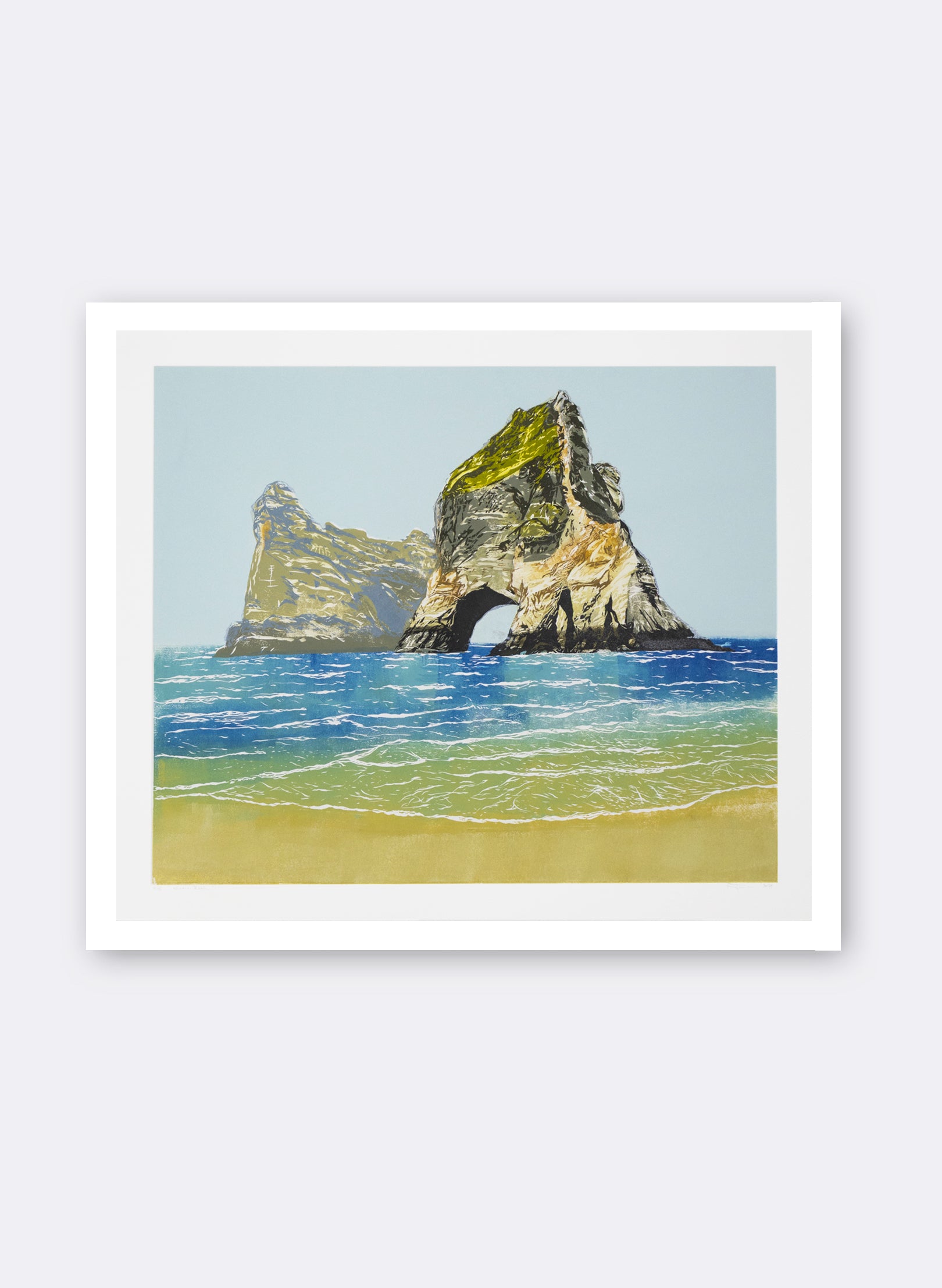 Whanariki Beach - Woodblock Print