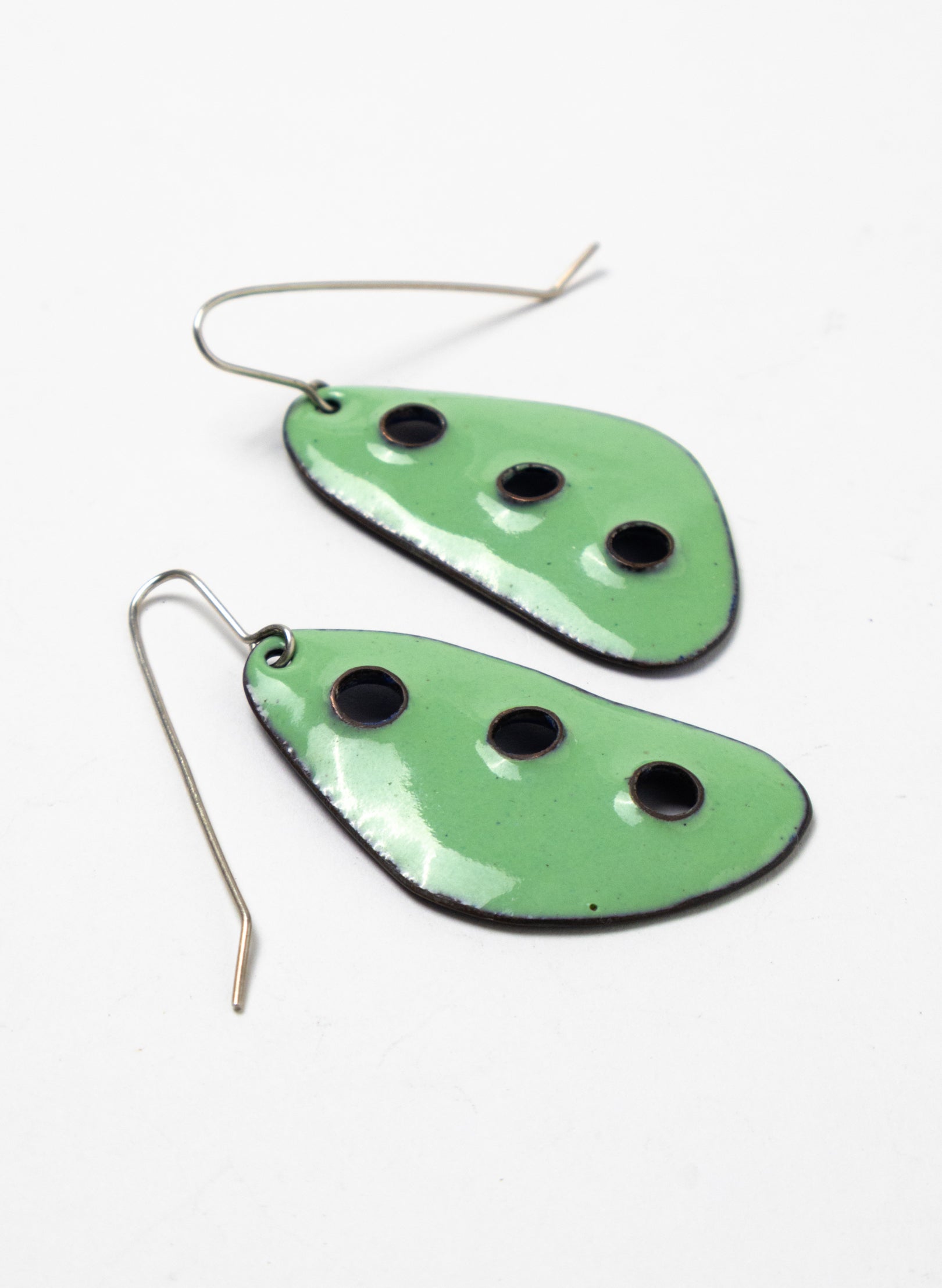3 Hole Enamel Earrings