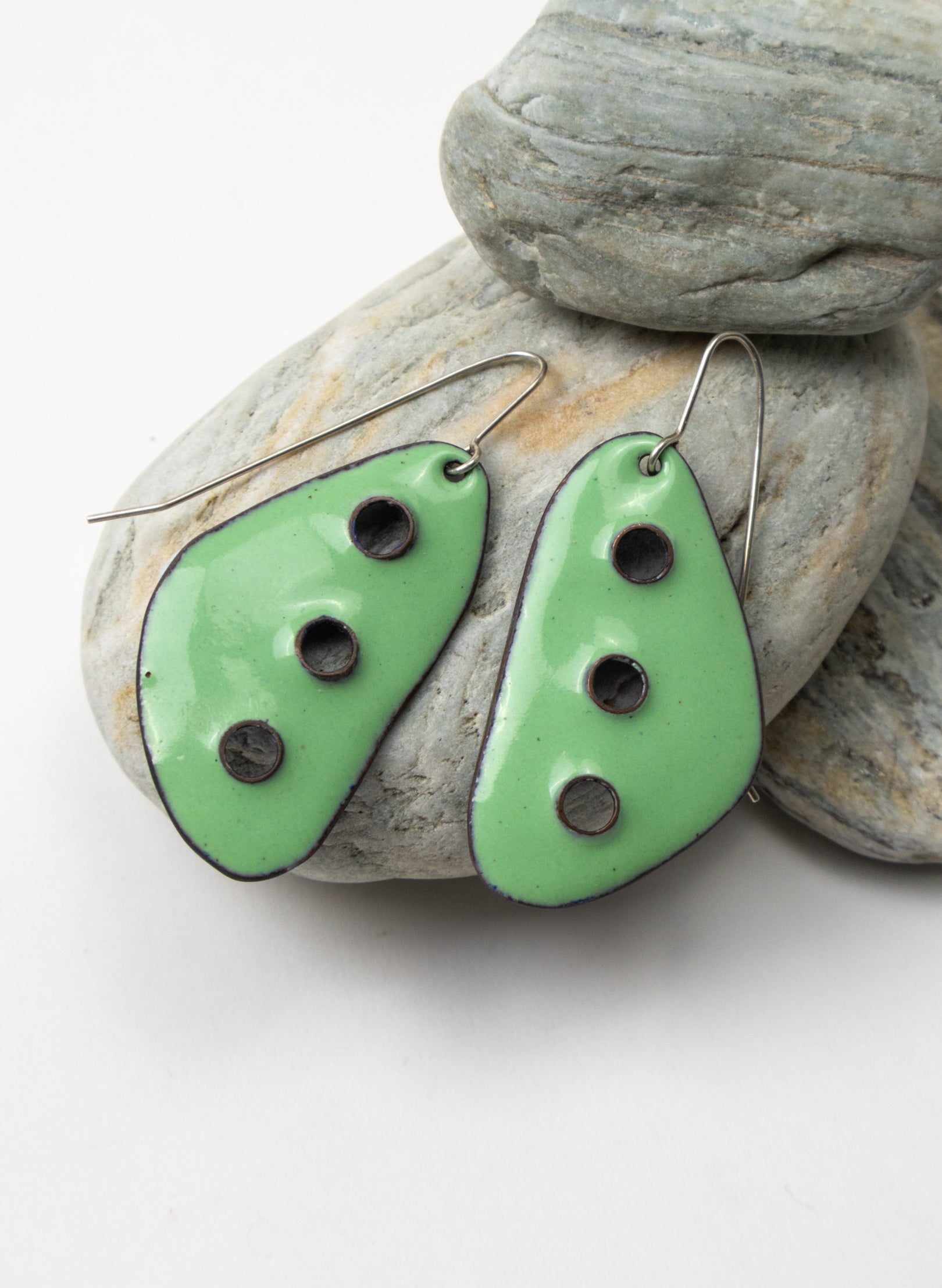 3 Hole Enamel Earrings