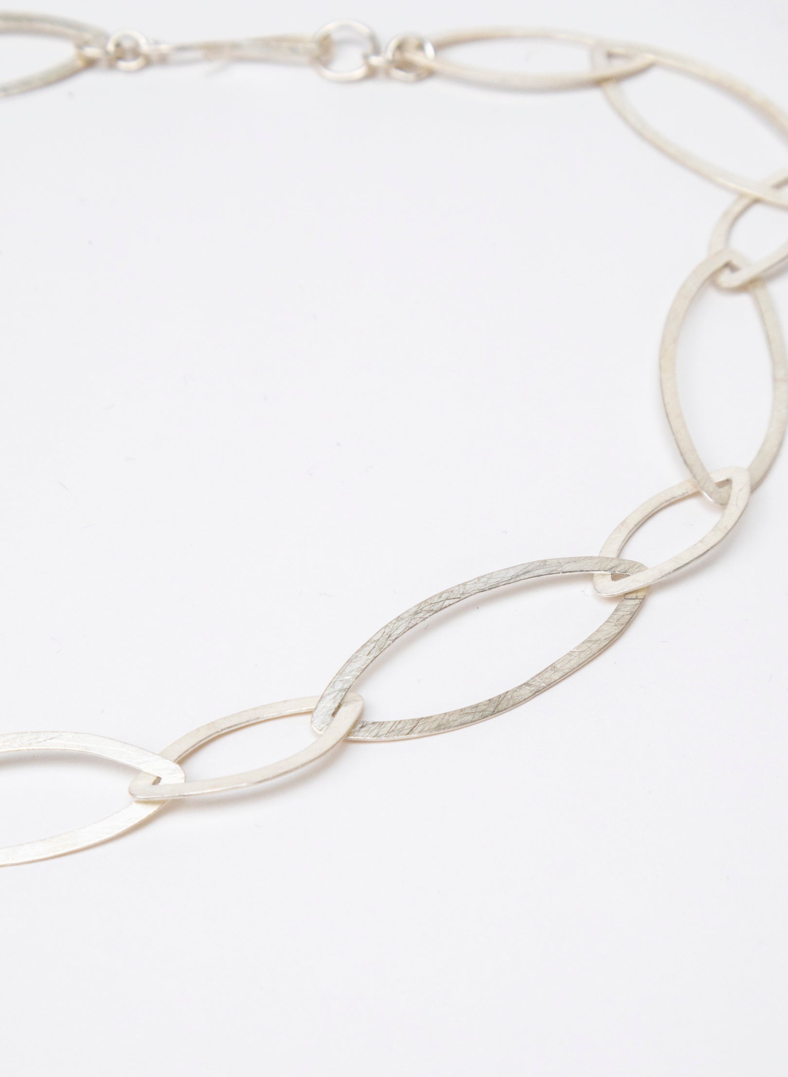 Pointed Long Link Necklace - Sterling Silver, Small