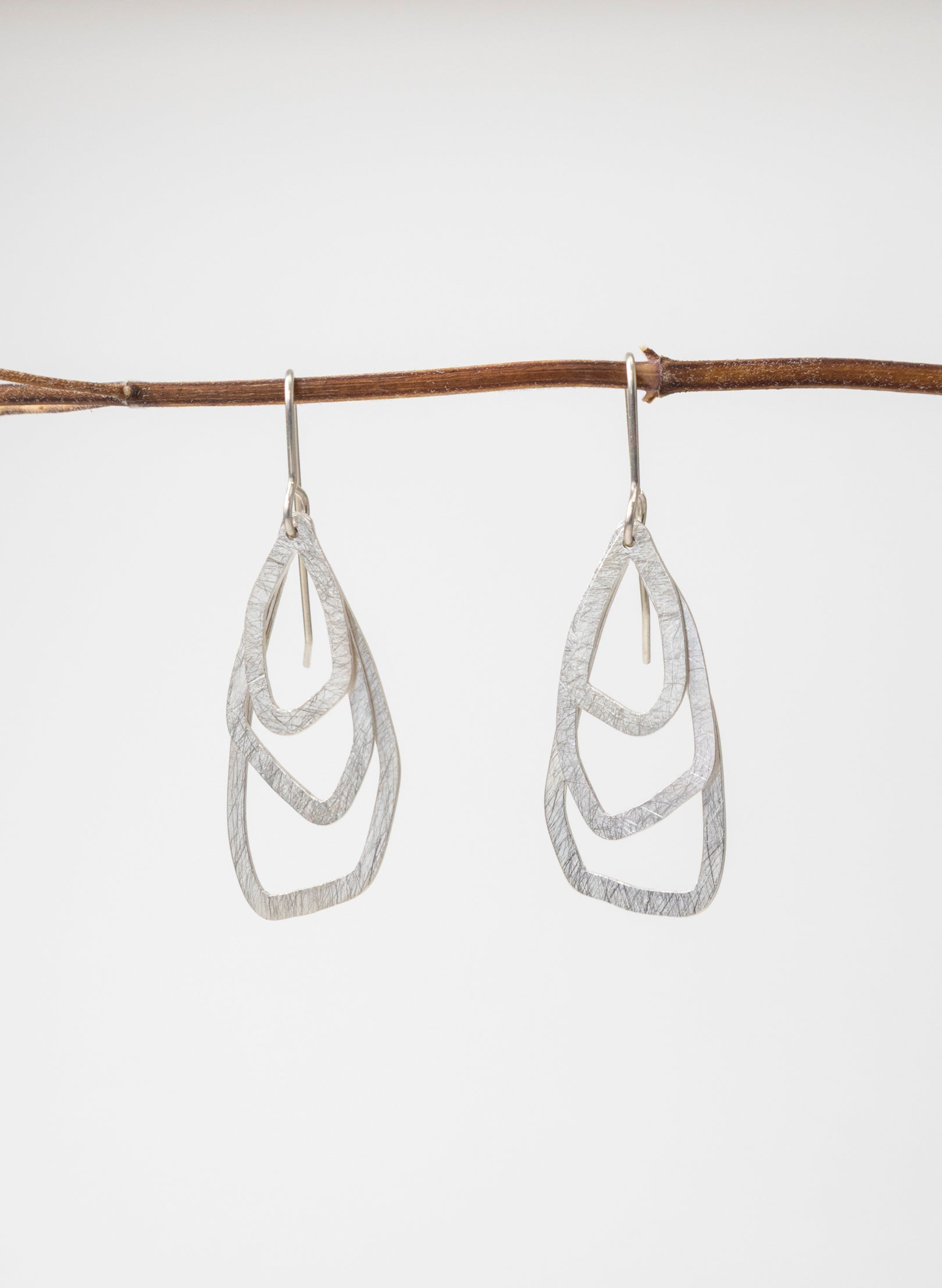 Asymmetric Swinging Pebble Earrings