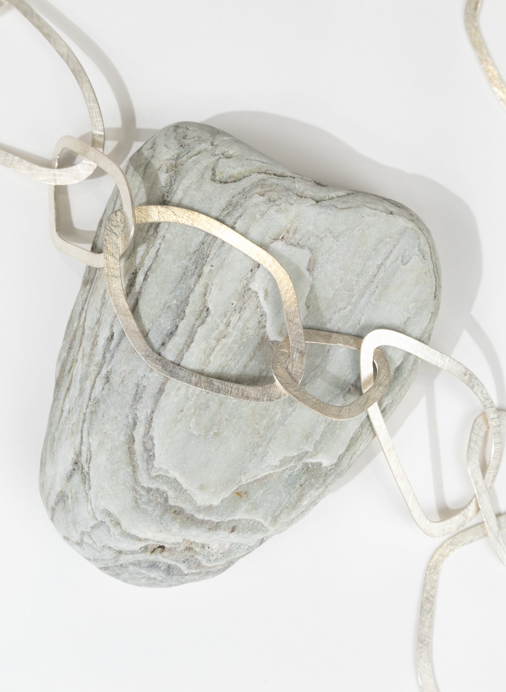 Large Silver Stone Necklace