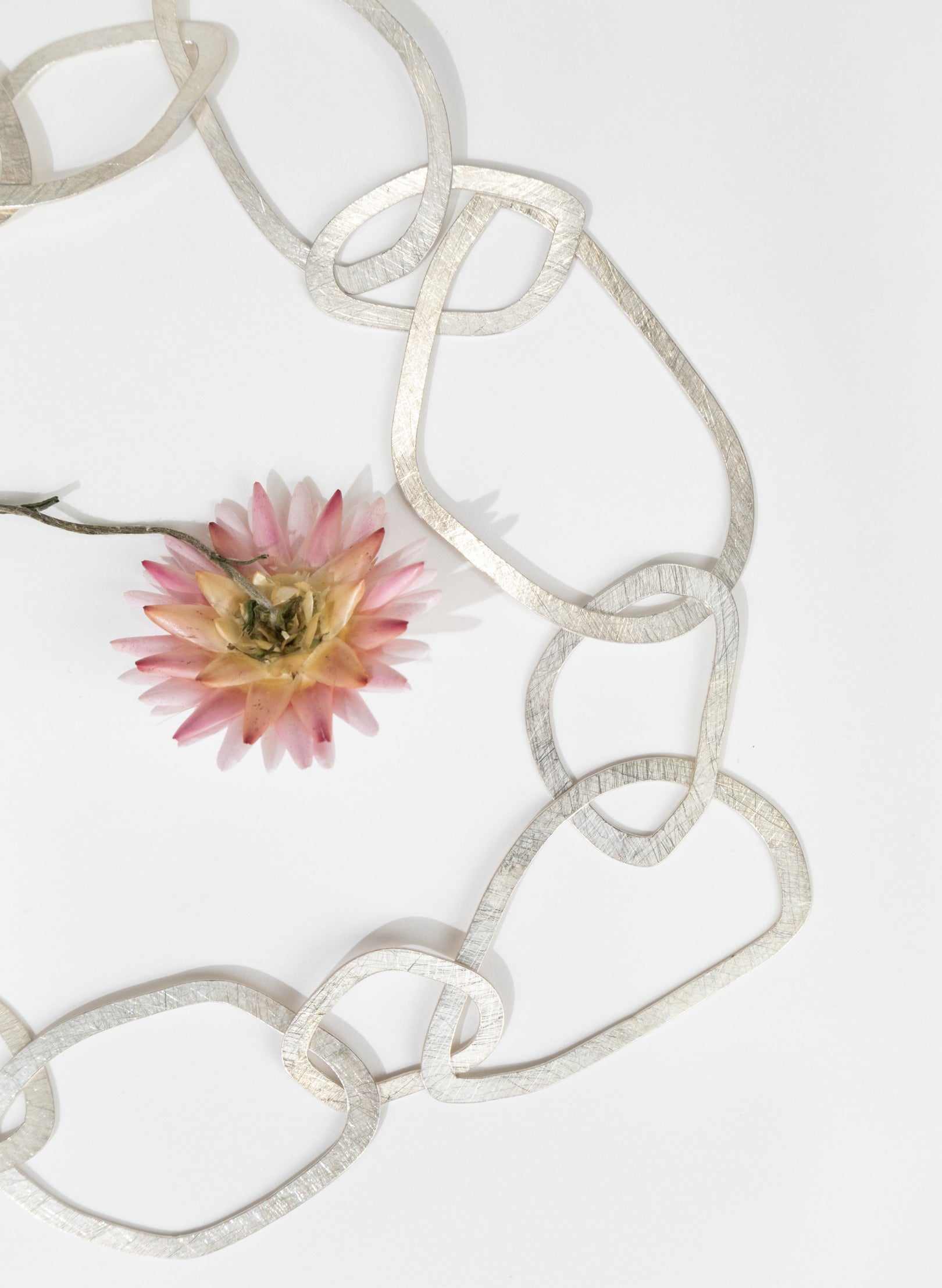 Large Silver Stone Necklace