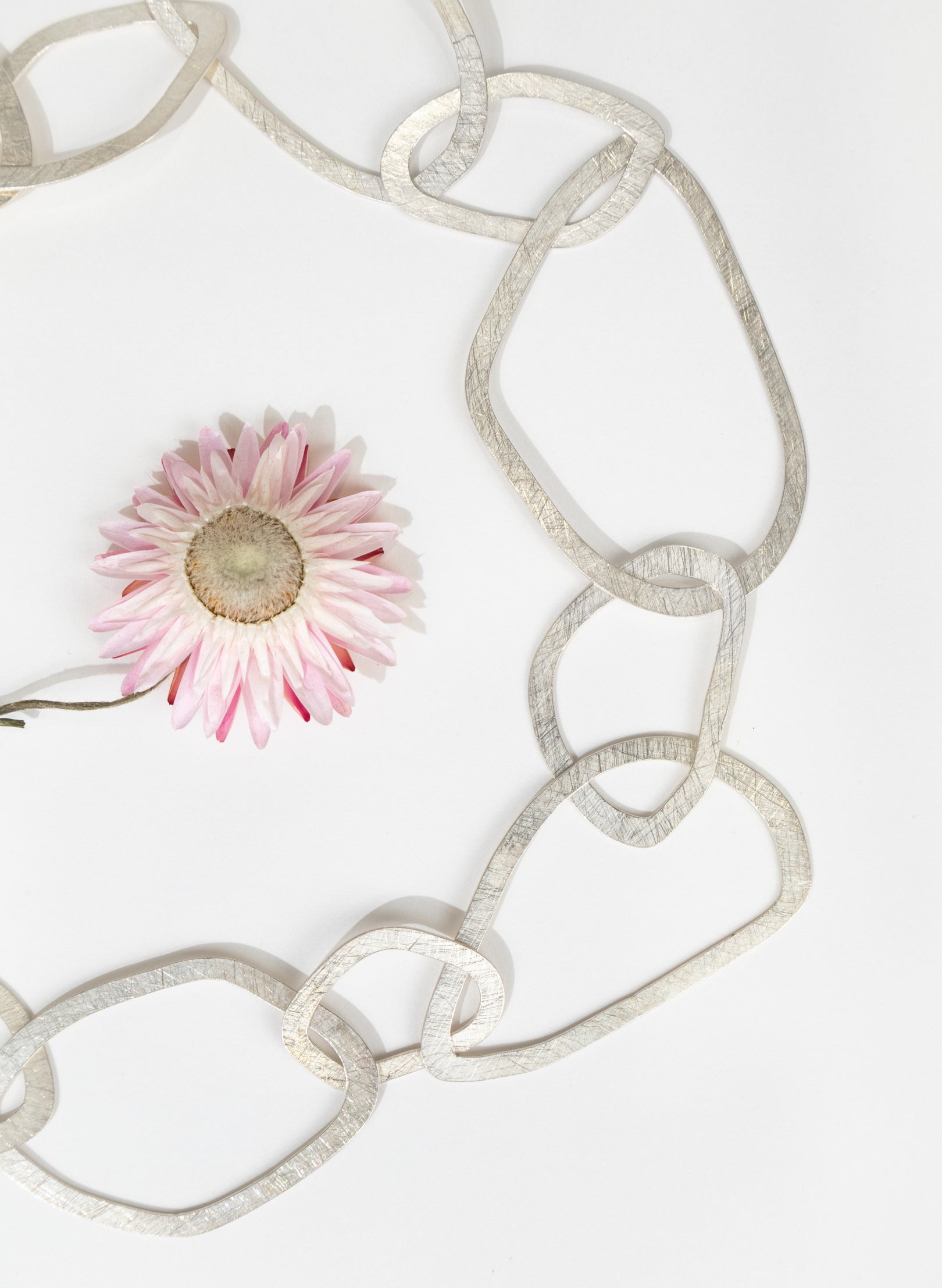 Large Silver Stone Necklace