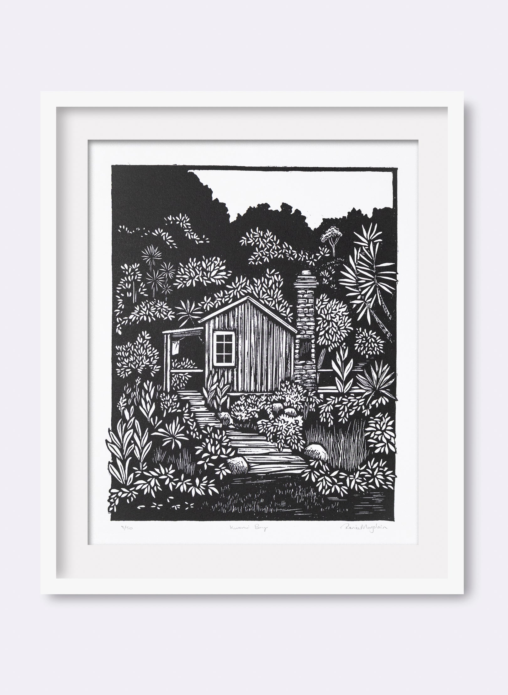 Kuranui Bay - Wood Cut Print