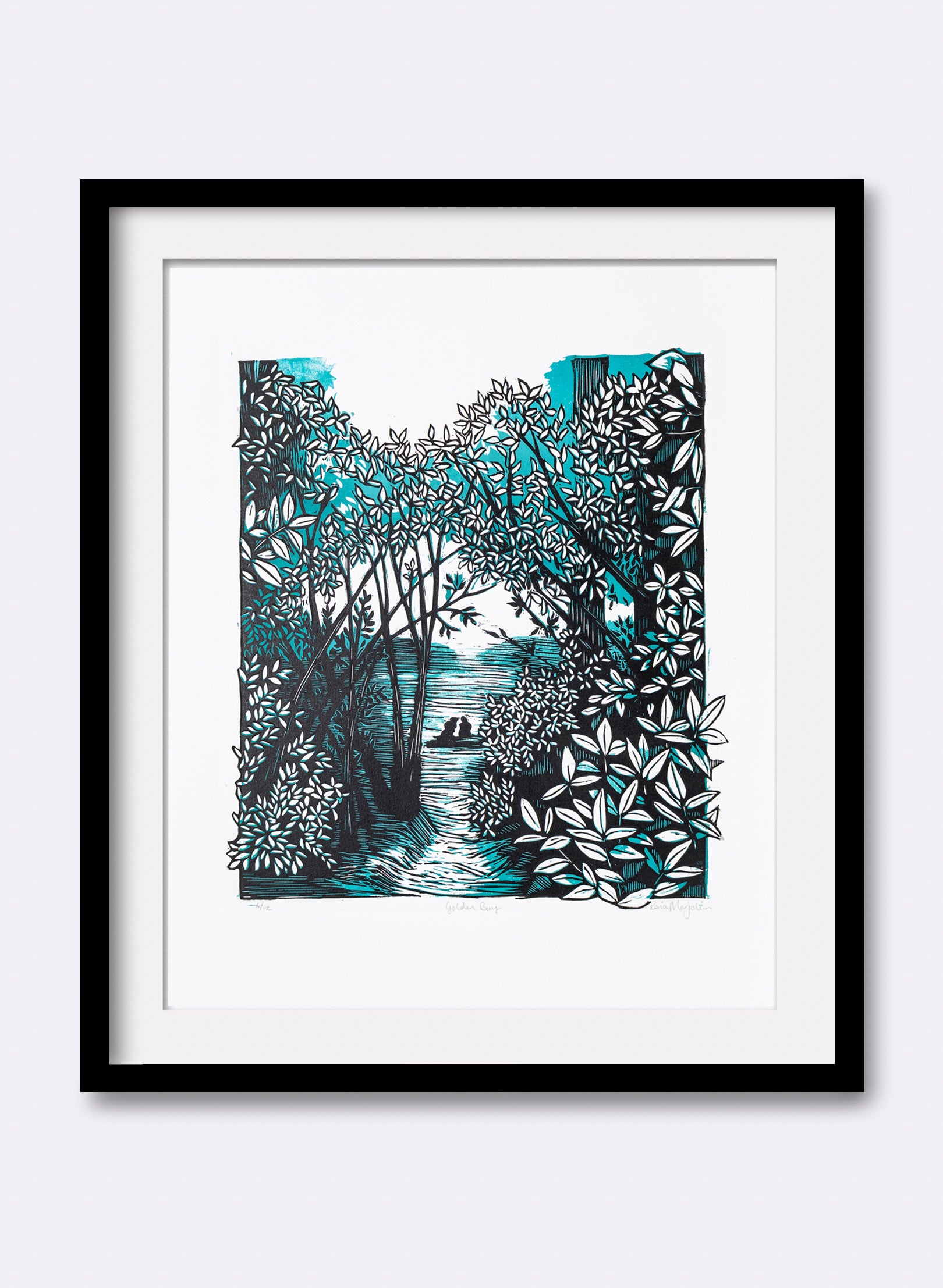 Golden Bay (Teal) - Wood Cut Print