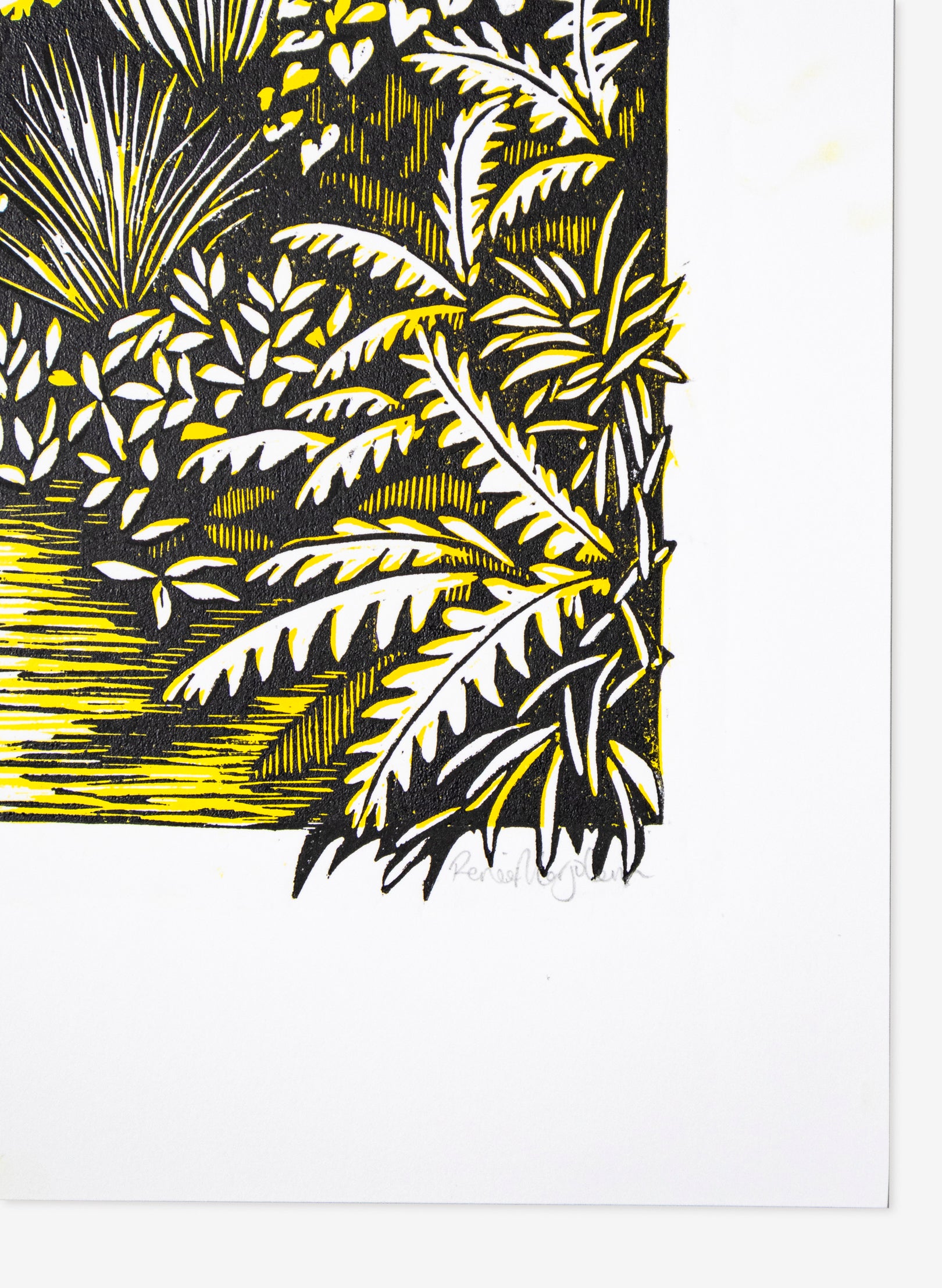 Listen (Yellow) - Wood Cut Print