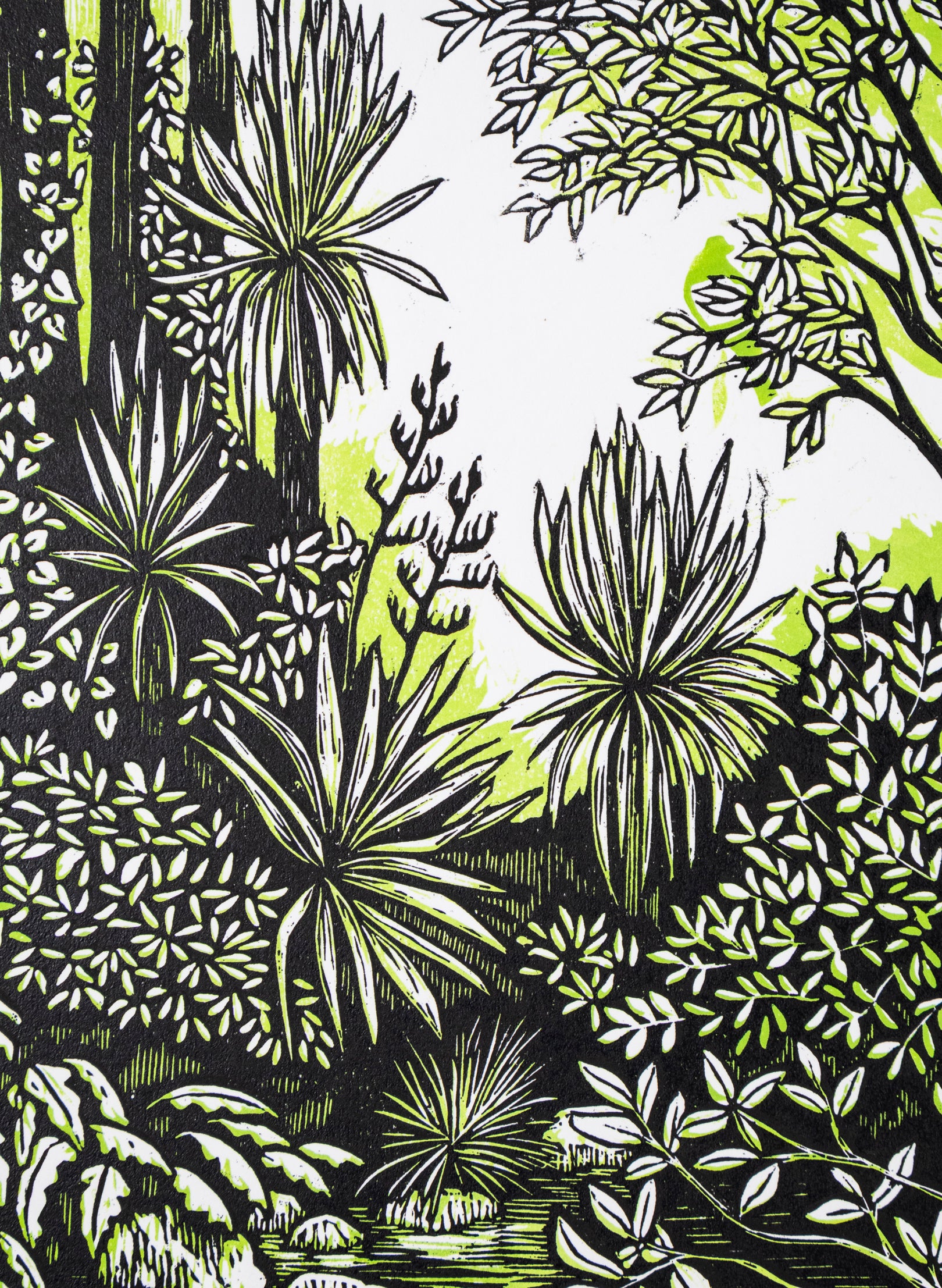 Pause (Green) - Wood Cut Print
