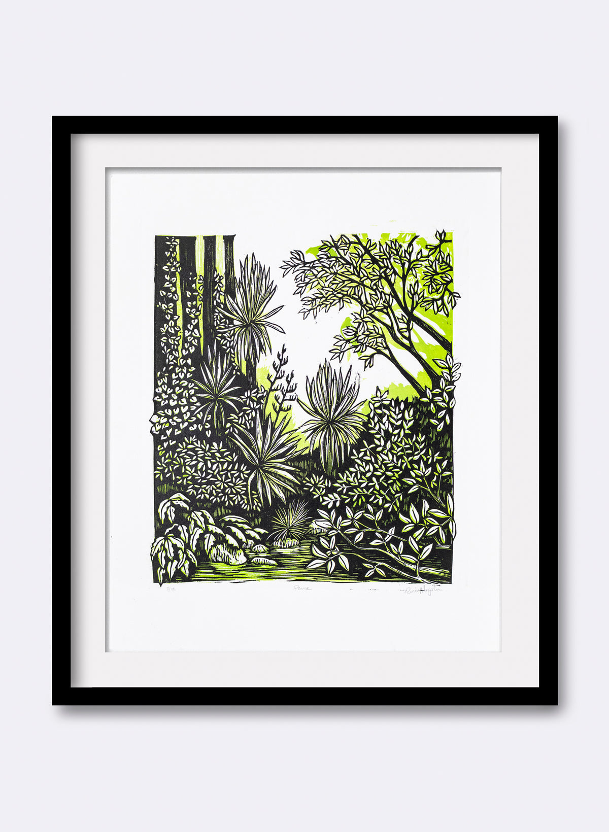 Pause (Green) - Wood Cut Print