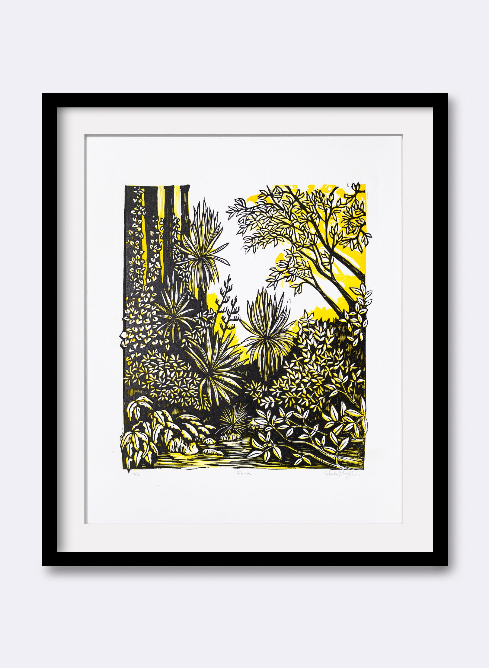 Pause (Yellow) - Wood Cut Print