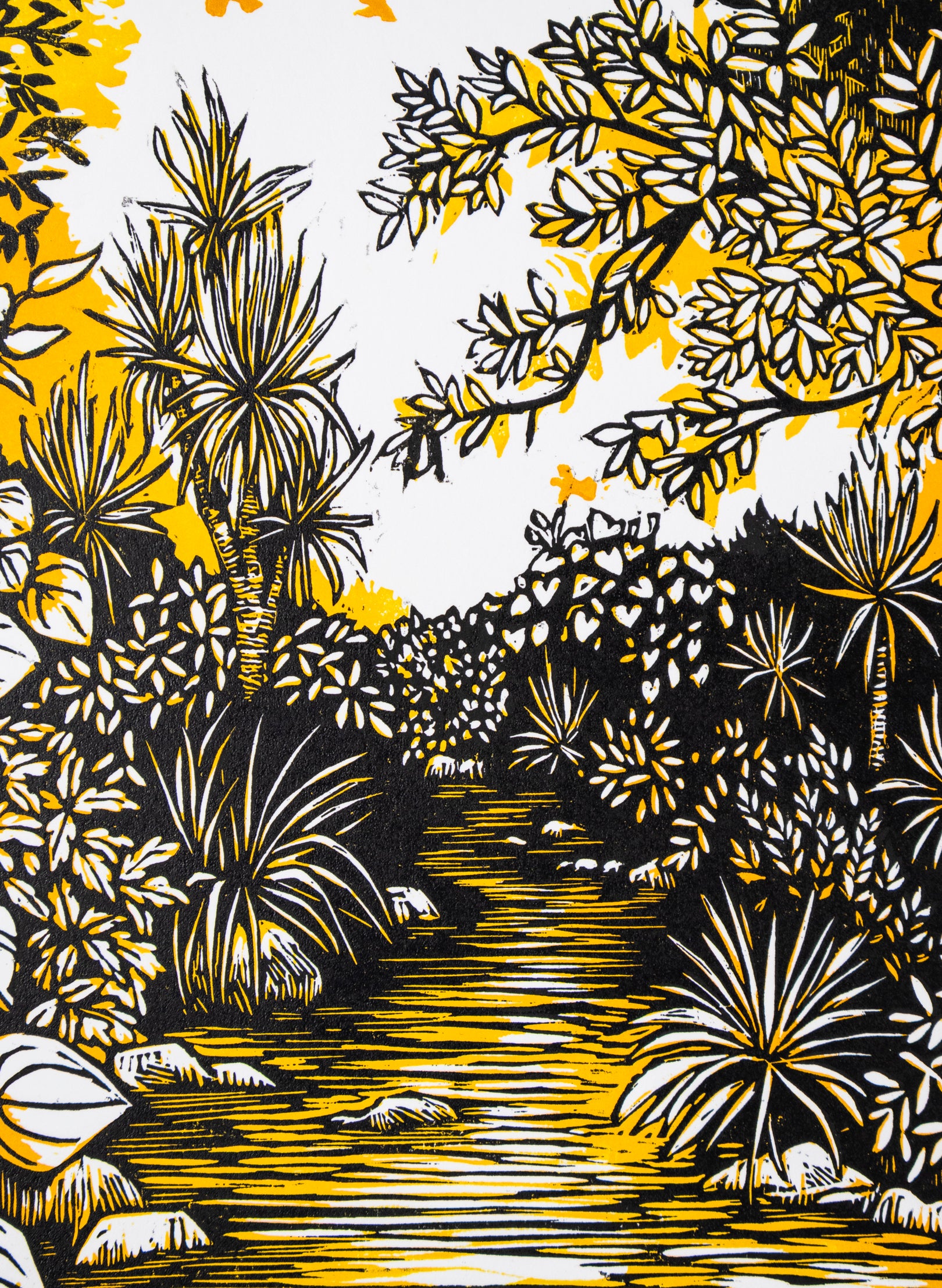 Upstream (Orange) - Wood Cut Print