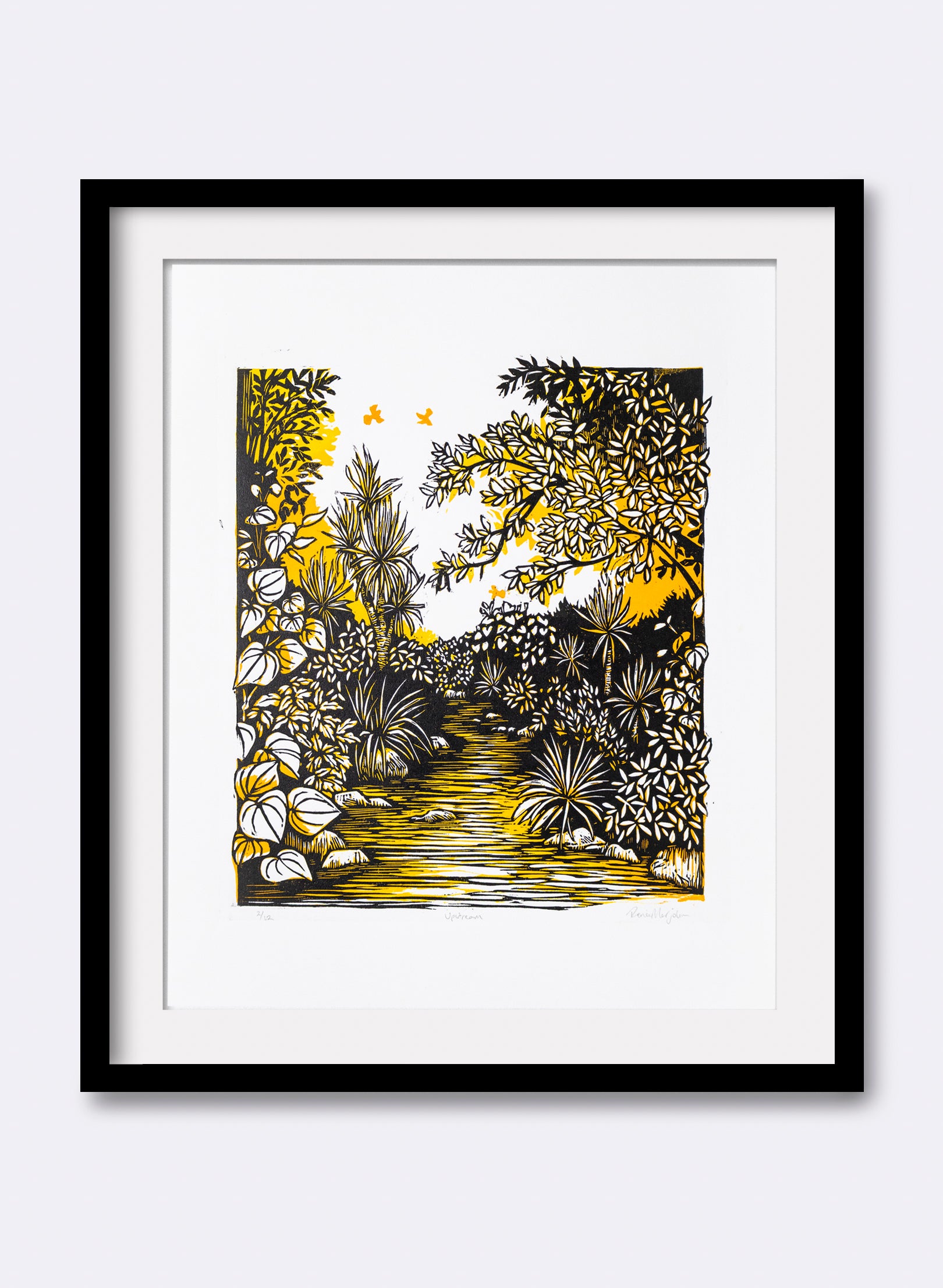 Upstream (Orange) - Wood Cut Print