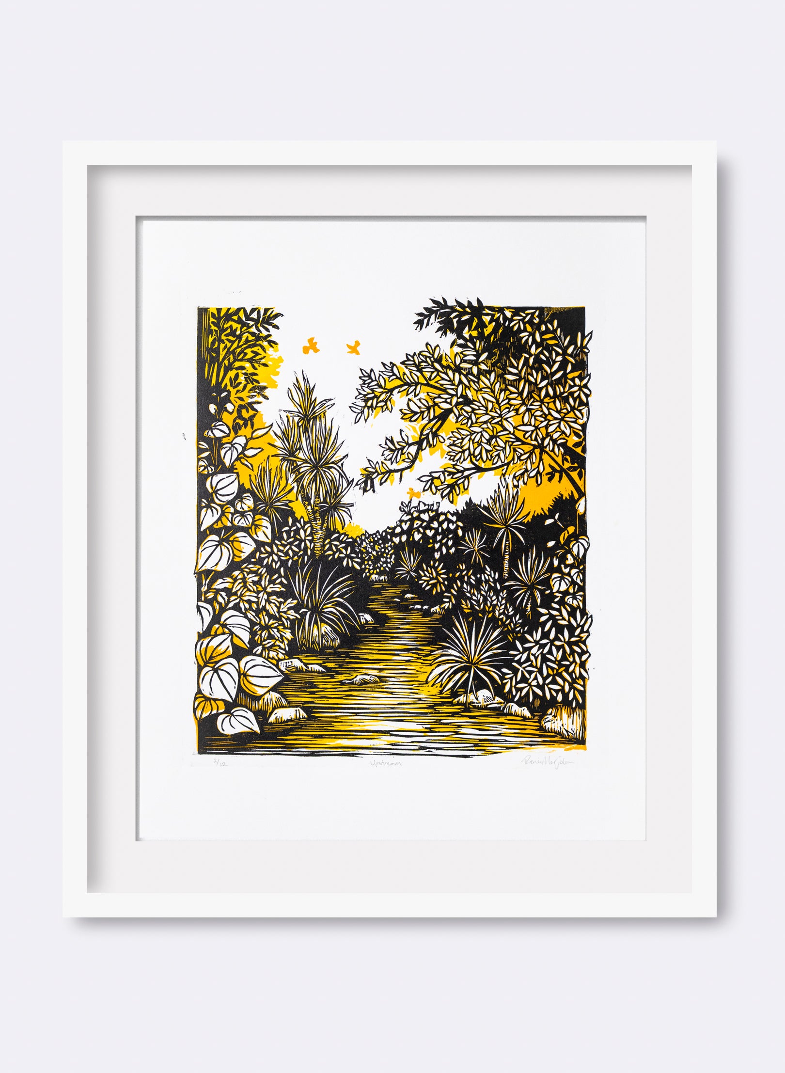 Upstream (Orange) - Wood Cut Print