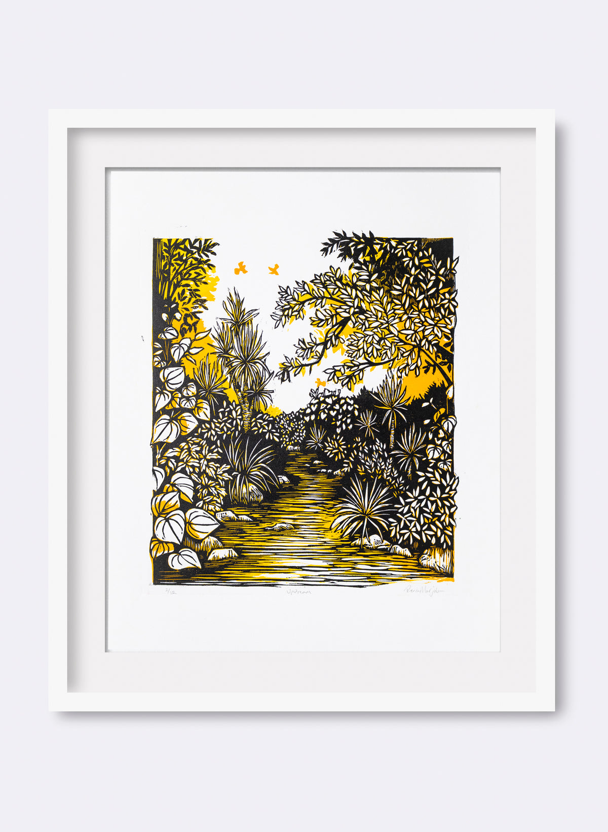 Upstream (Orange) - Wood Cut Print