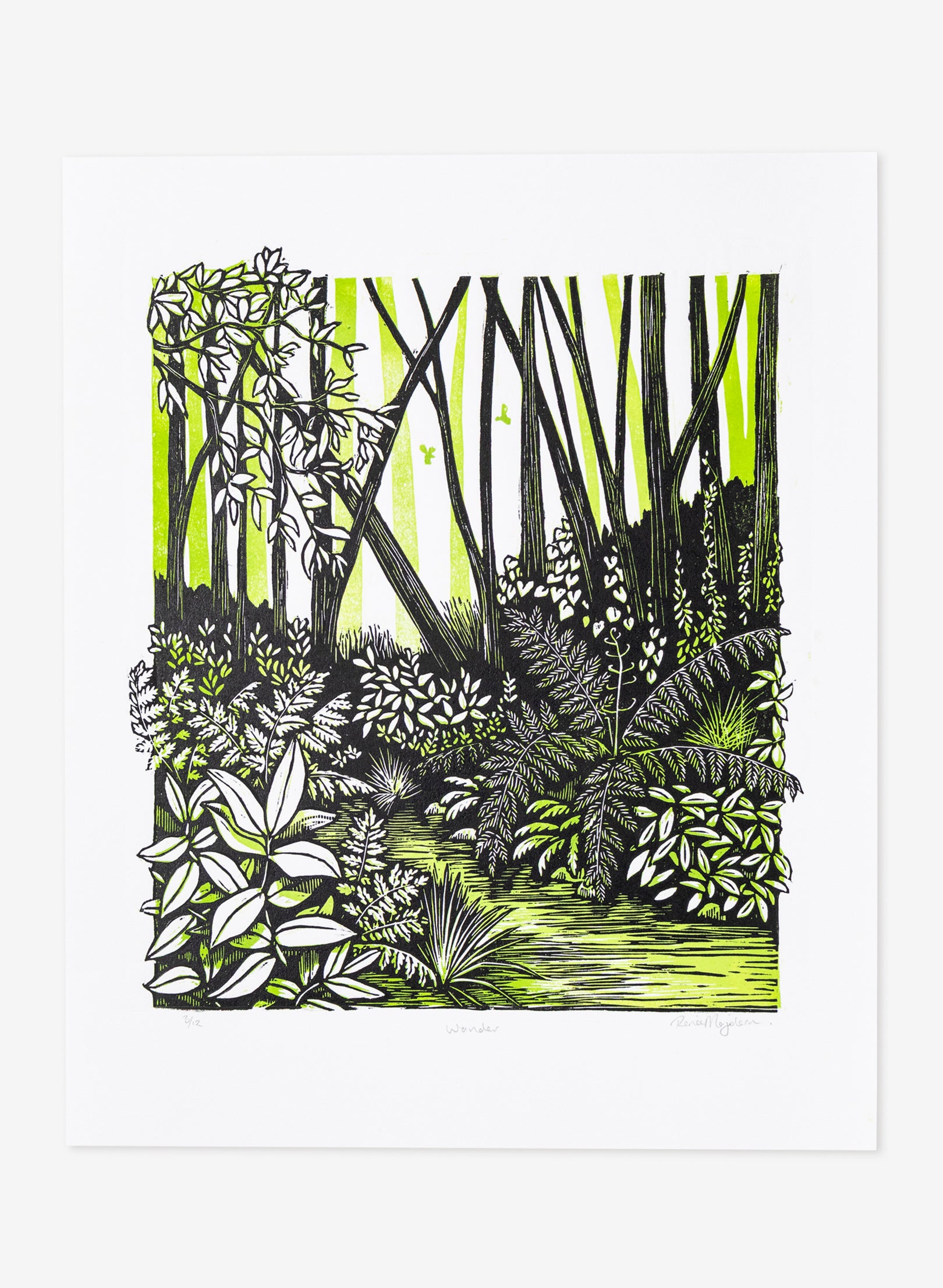 Wander (Green) - Wood Cut Print