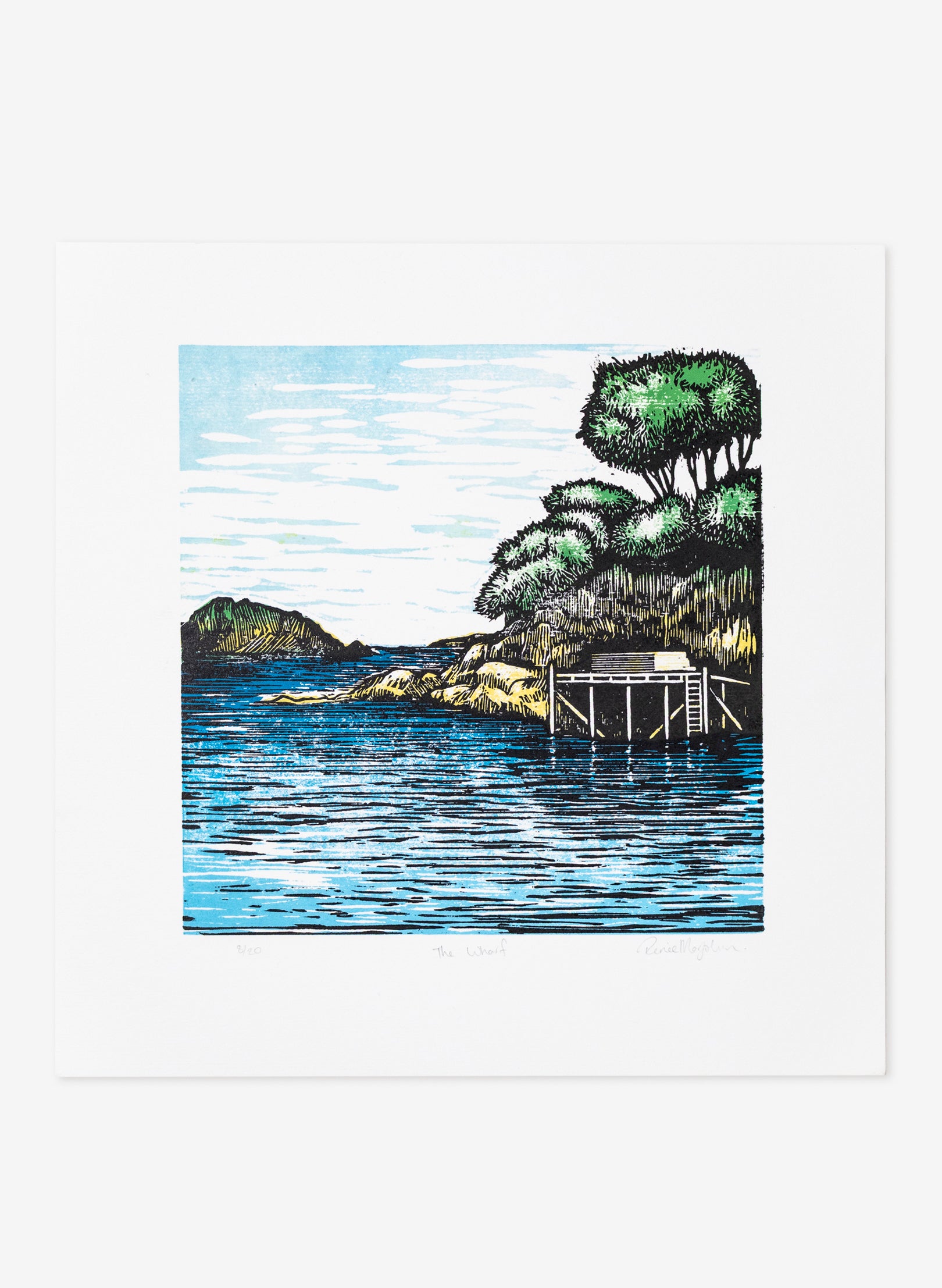 The Wharf (Colour) - Wood Cut Print