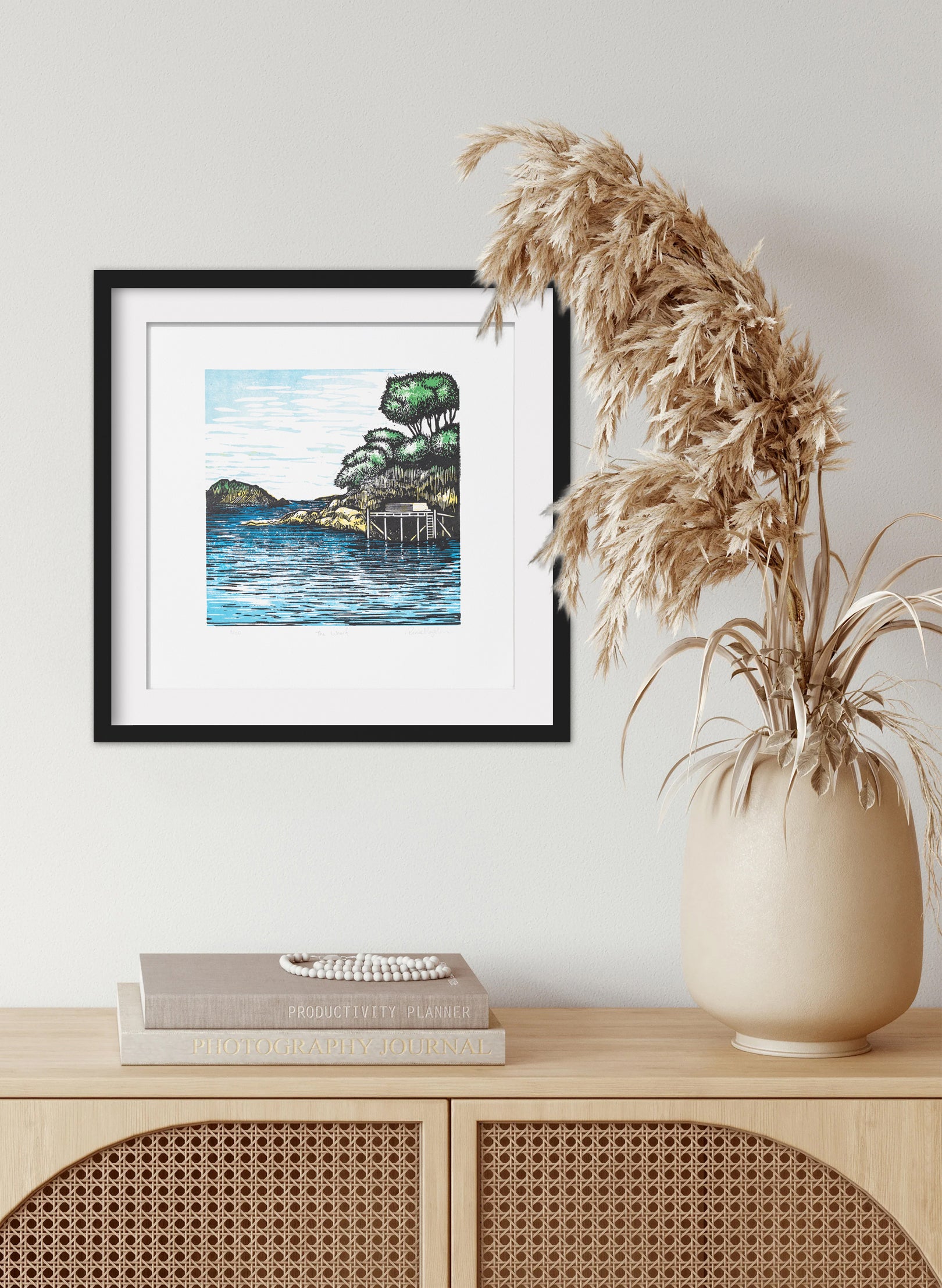 The Wharf (Colour) - Wood Cut Print