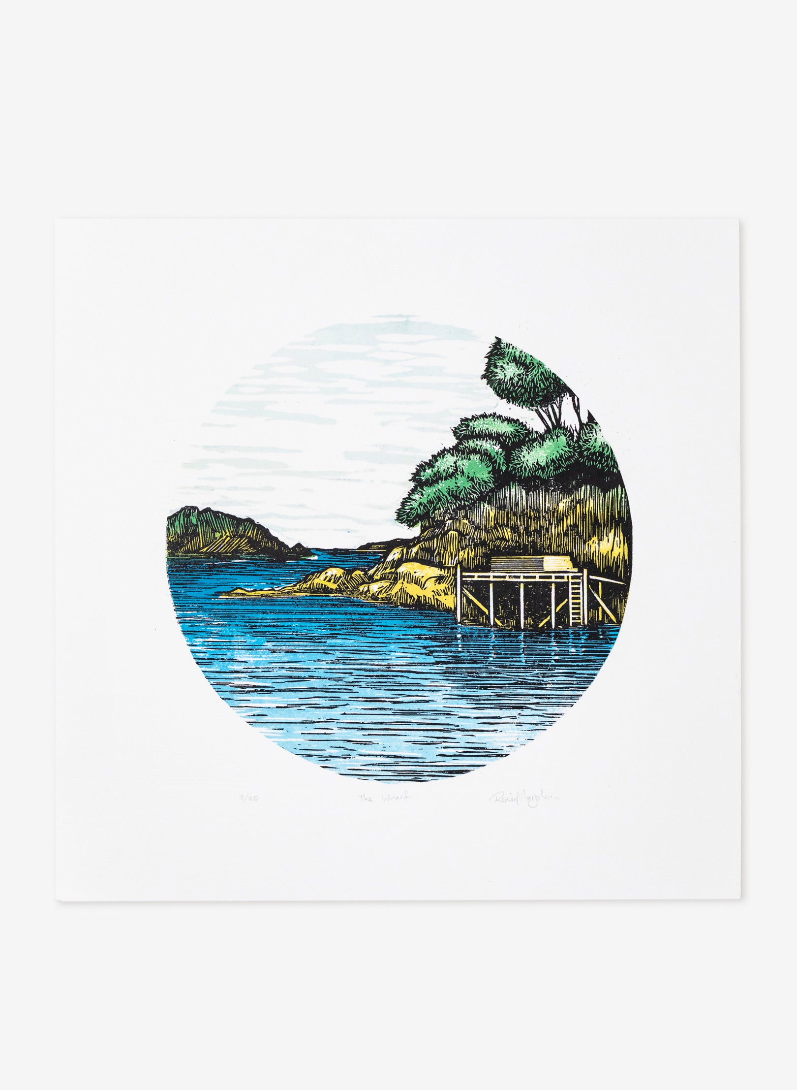 The Wharf (Round) - Wood Cut Print