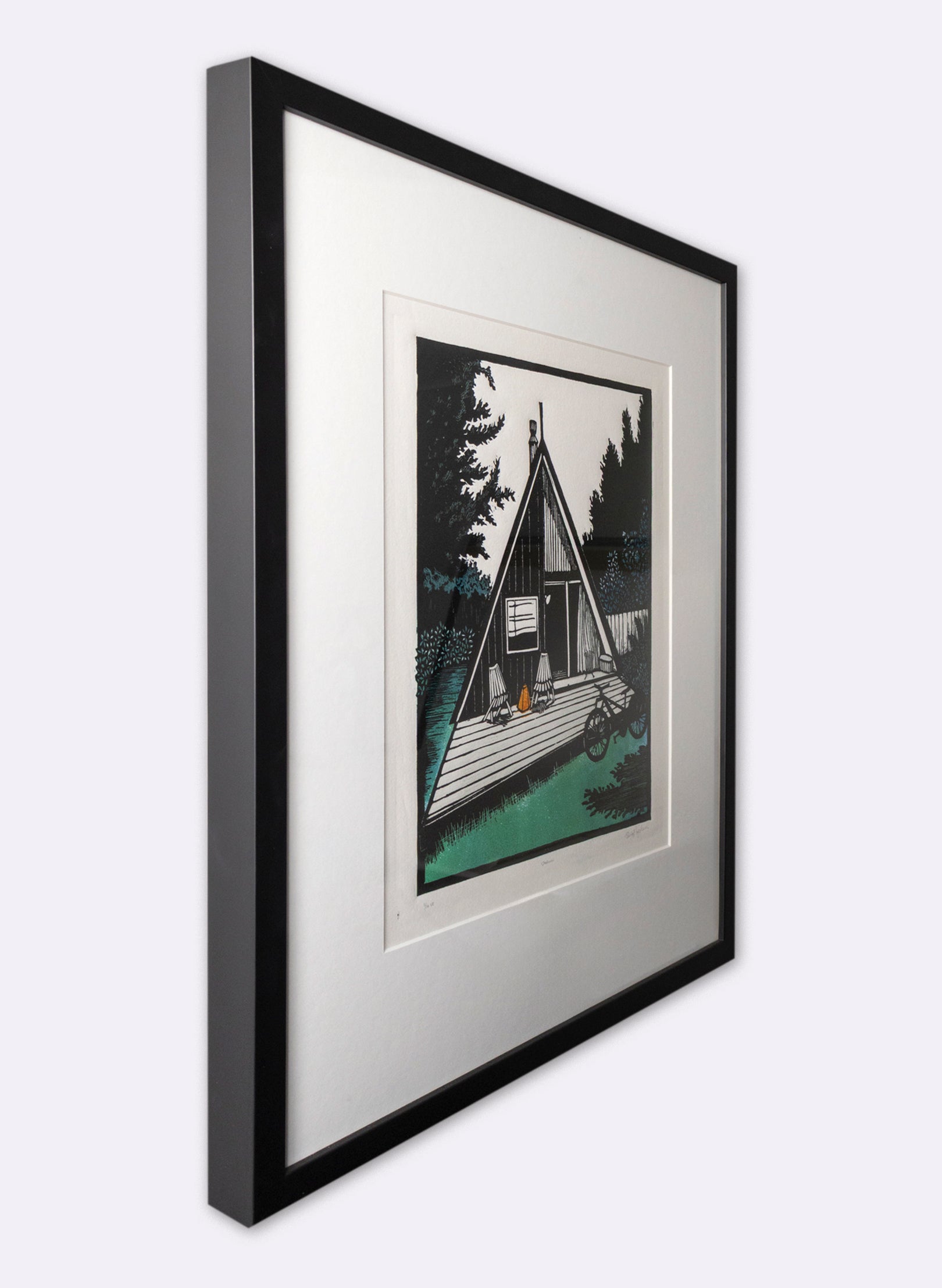 Ohakune (Colour) - Wood Cut Print Framed