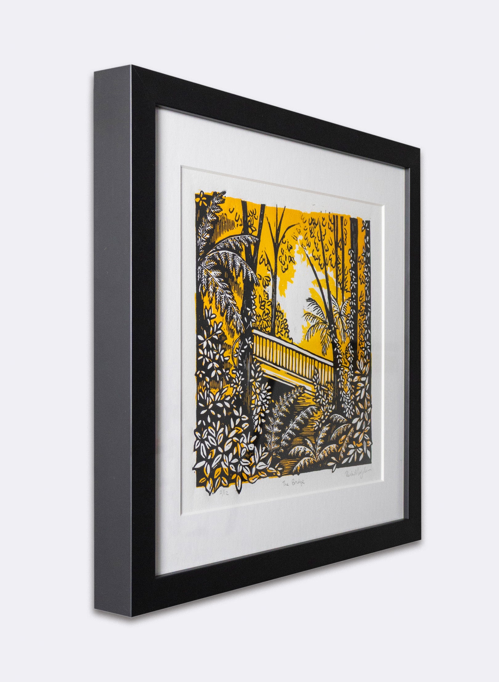 The Bridge (Orange) - Wood Cut Print Framed