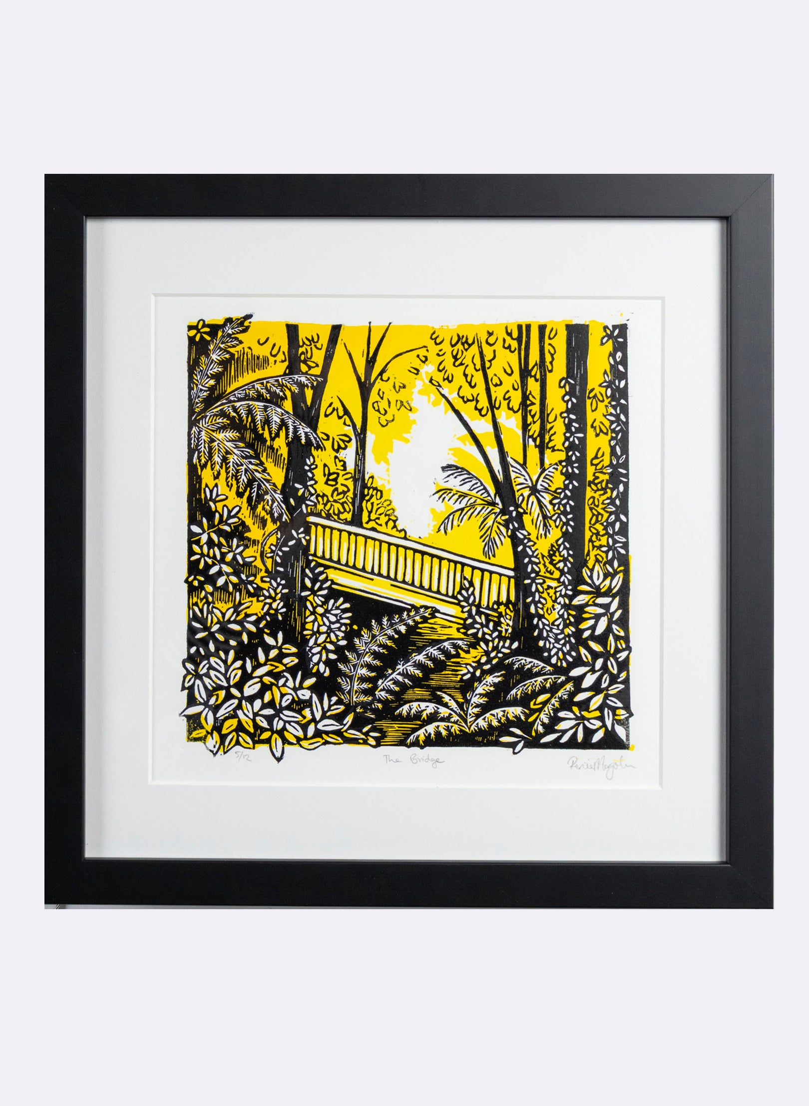 The Bridge (Yellow) - Wood Cut Print Framed