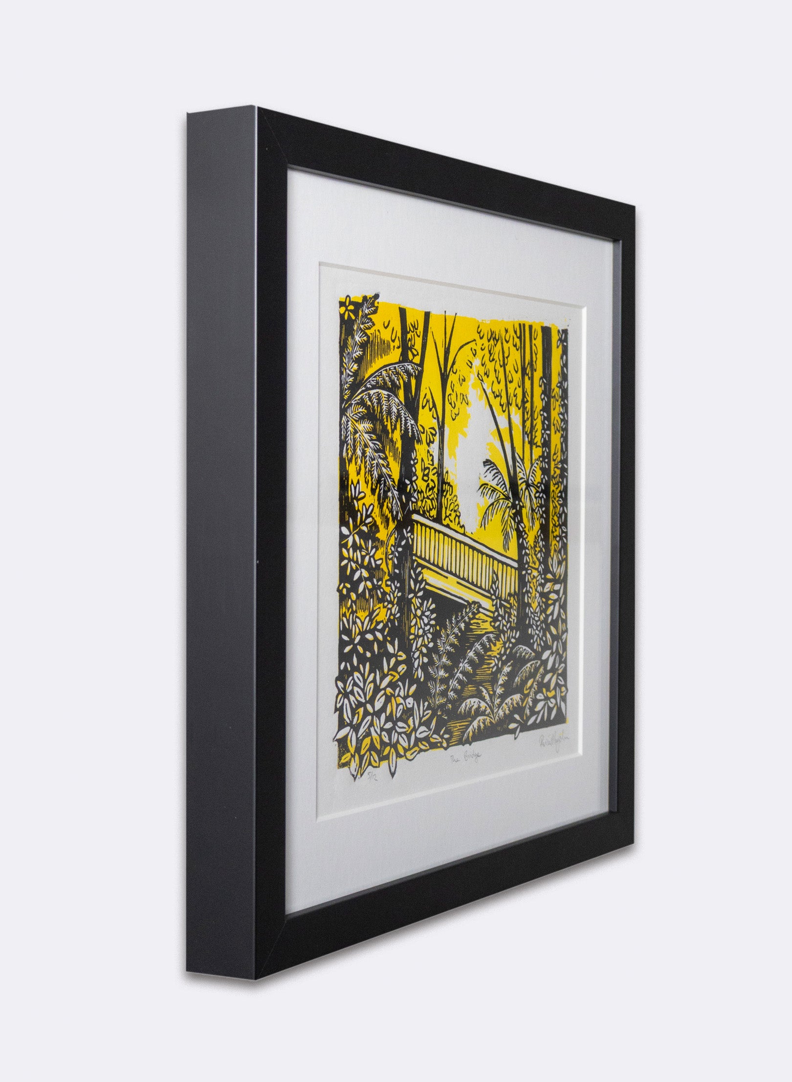 The Bridge (Yellow) - Wood Cut Print Framed