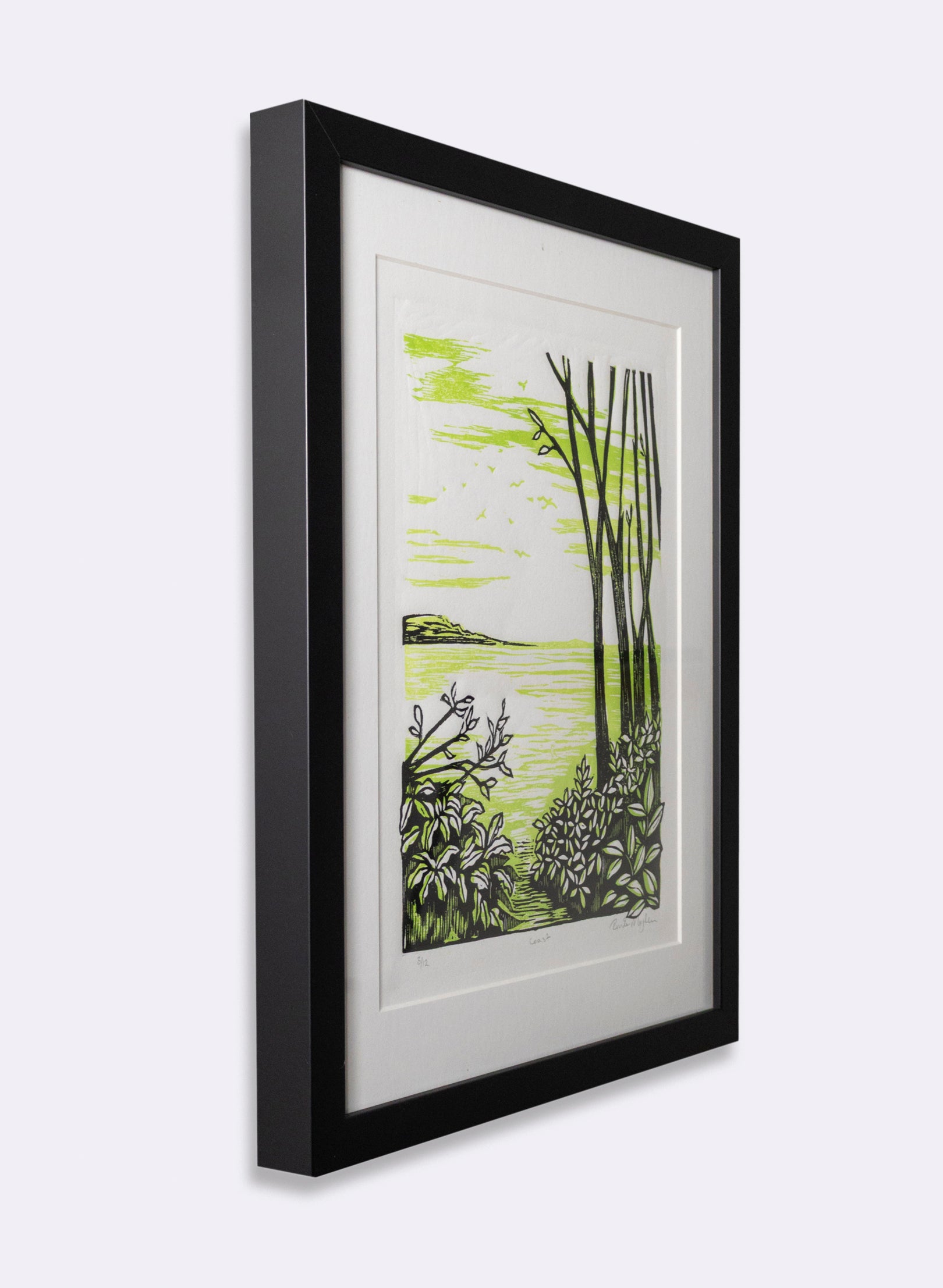 Coast - Wood Cut Print Framed
