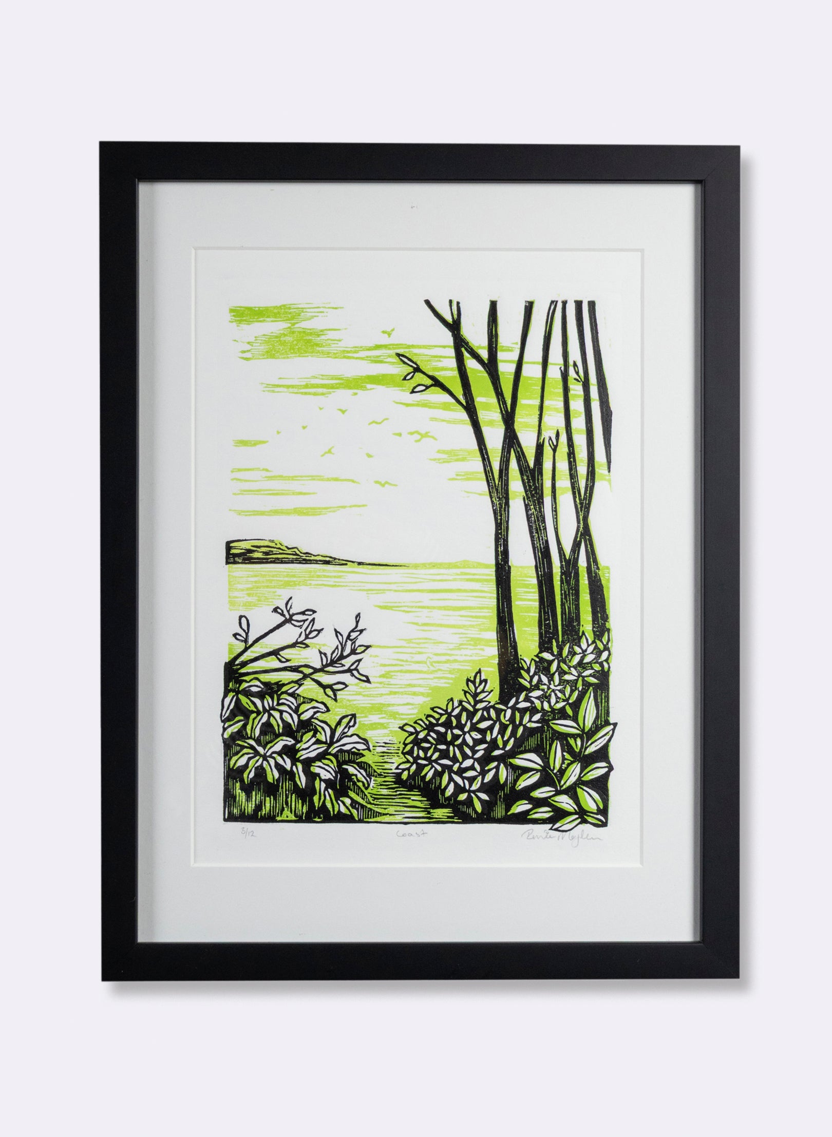 Coast - Wood Cut Print Framed