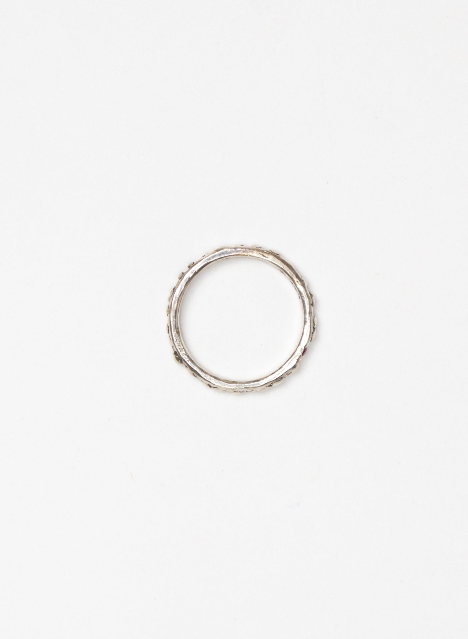 Fluid Silver Stacking Ring + Ruby