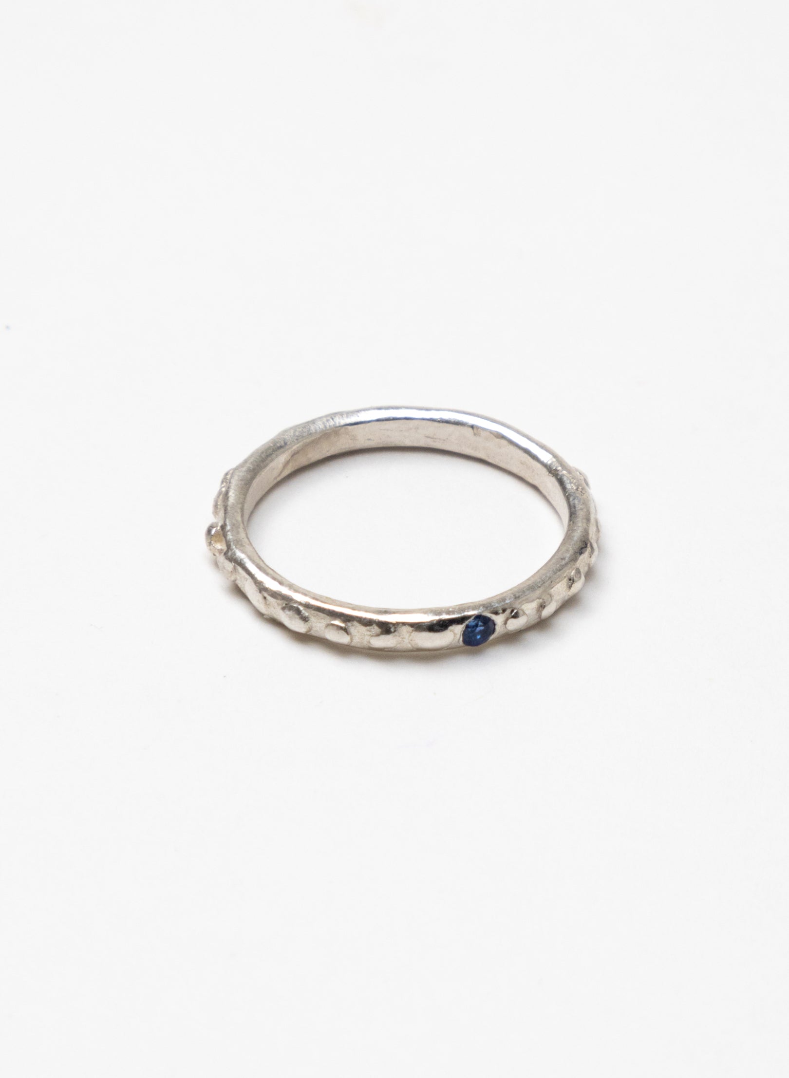 Fluid Silver Stacking Ring + Sapphire