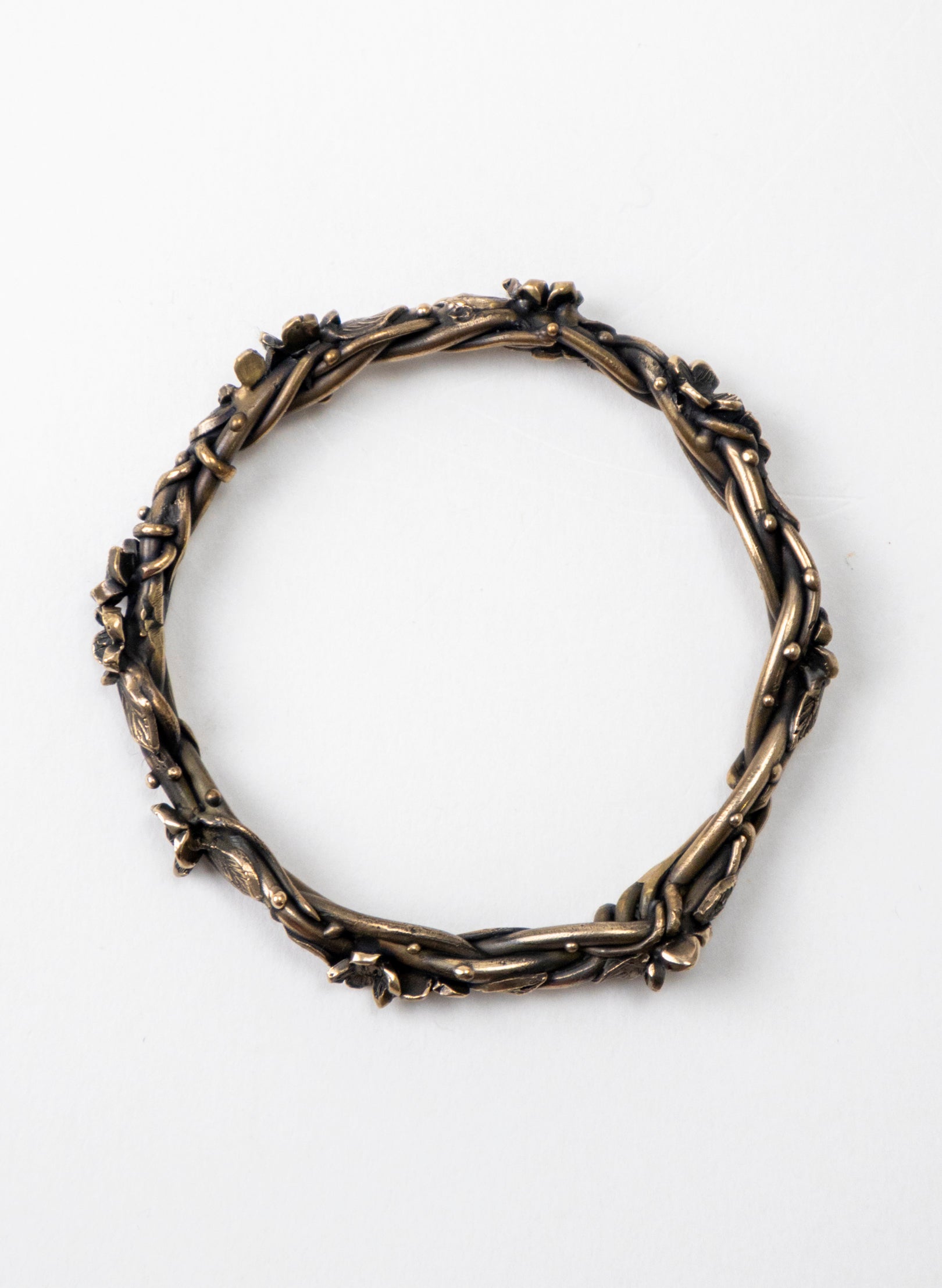 Entwined Flower and Leaf Bangle - Bronze