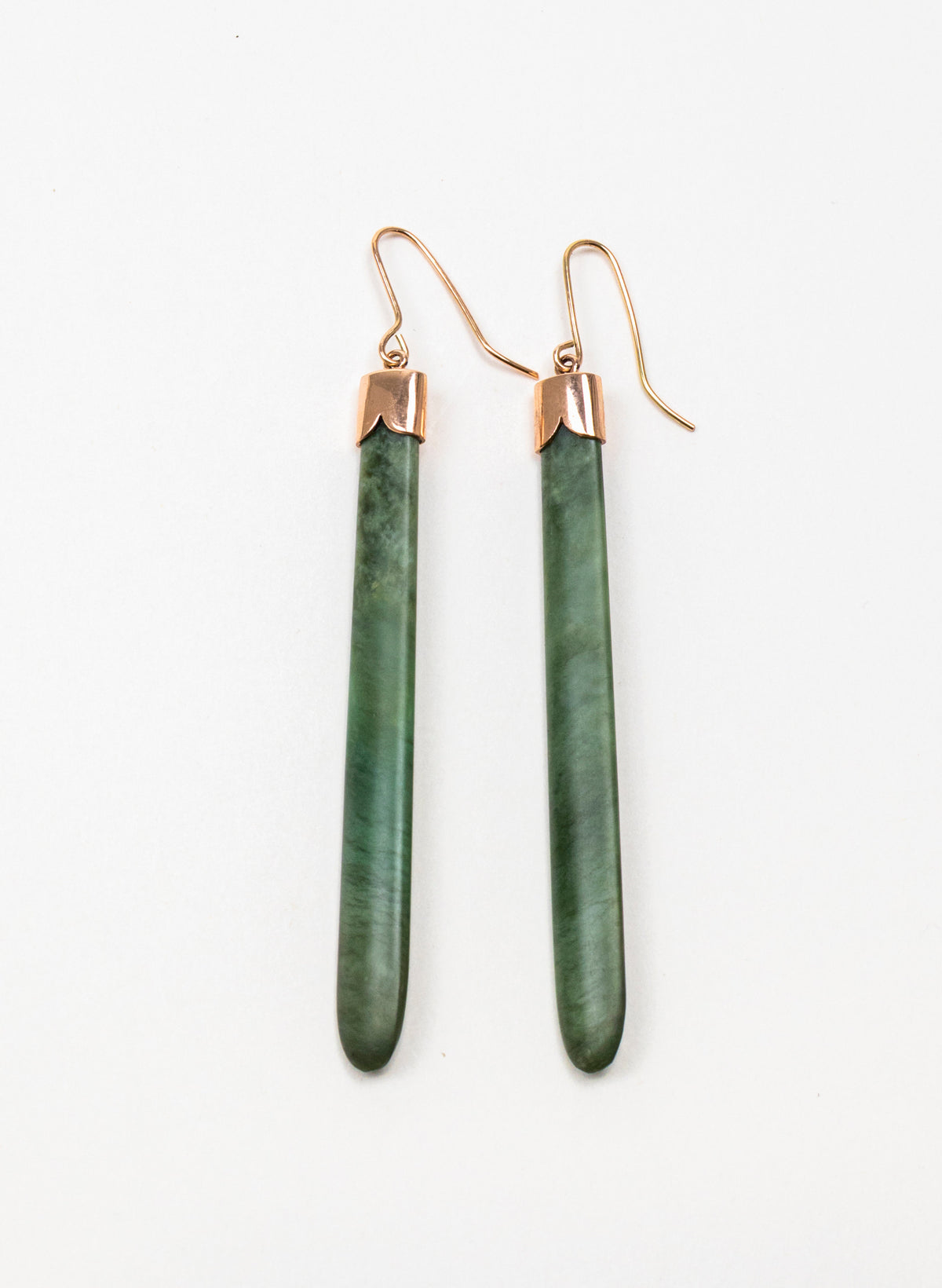 Gold Capped Pounamu Drop Earrings