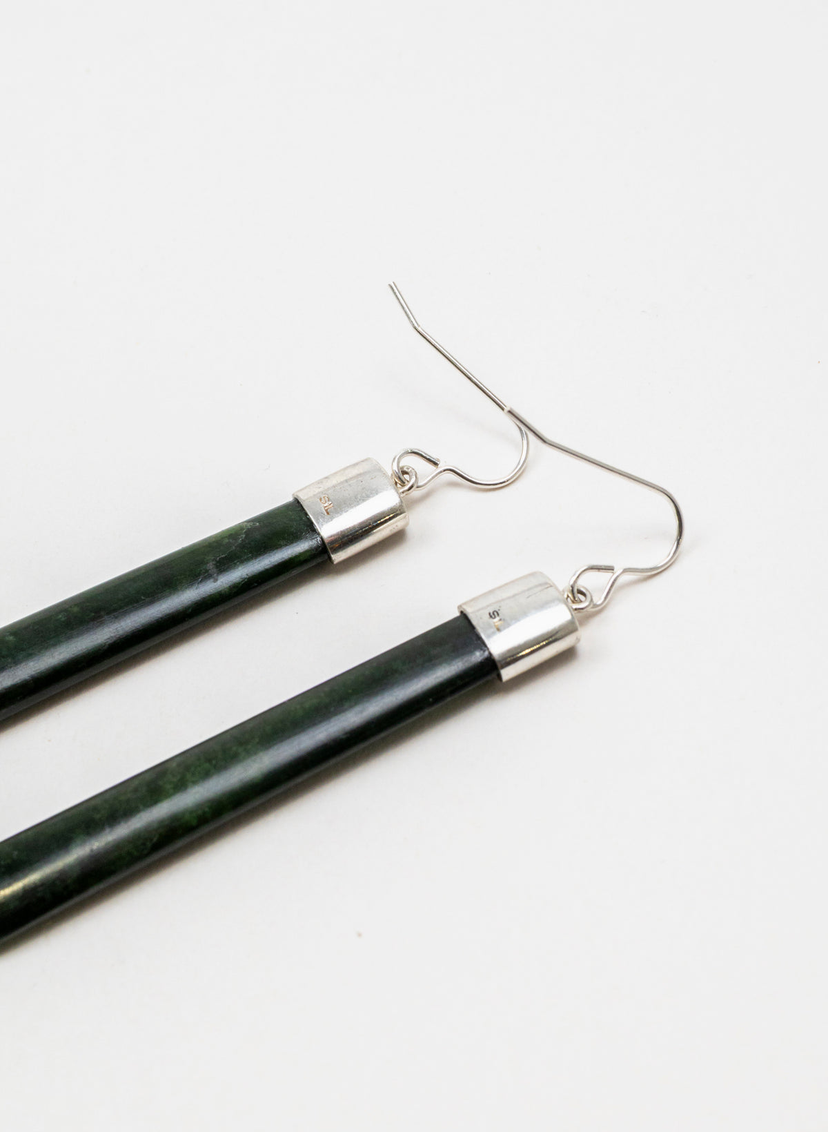 Silver Capped Pounamu Drop Earrings
