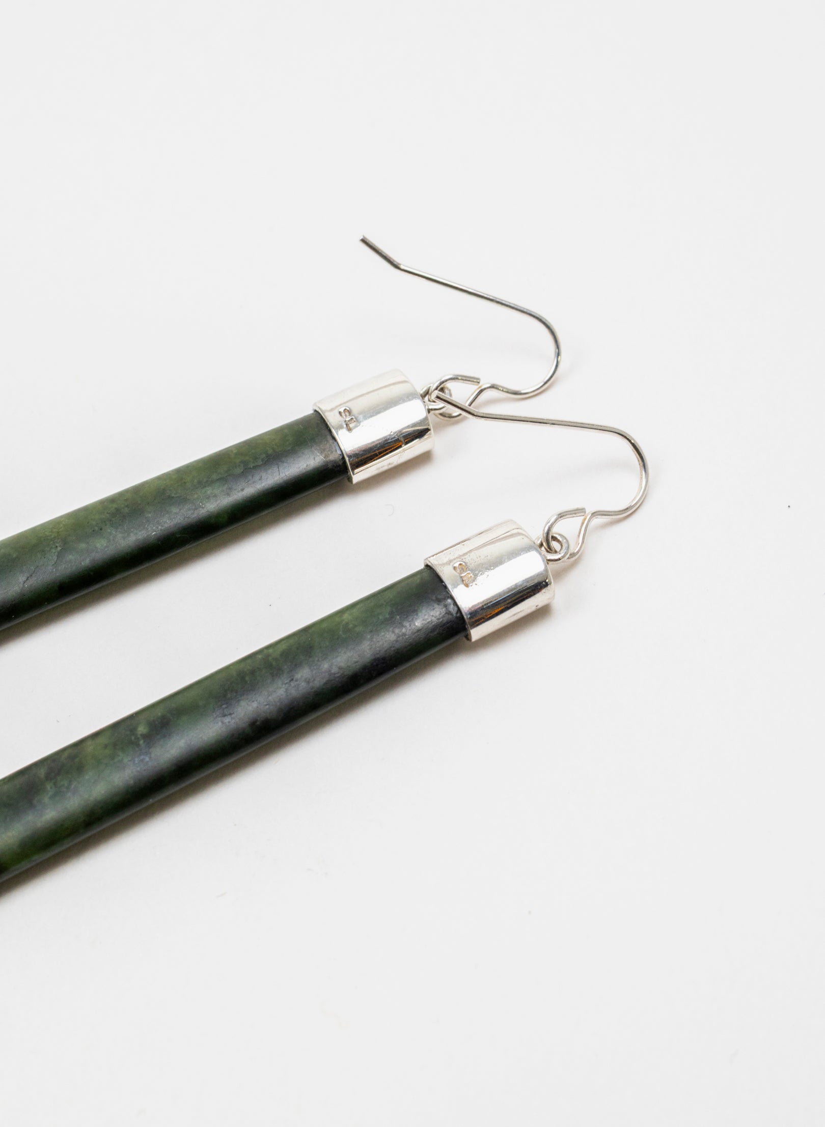Silver Capped Pounamu Drop Earrings