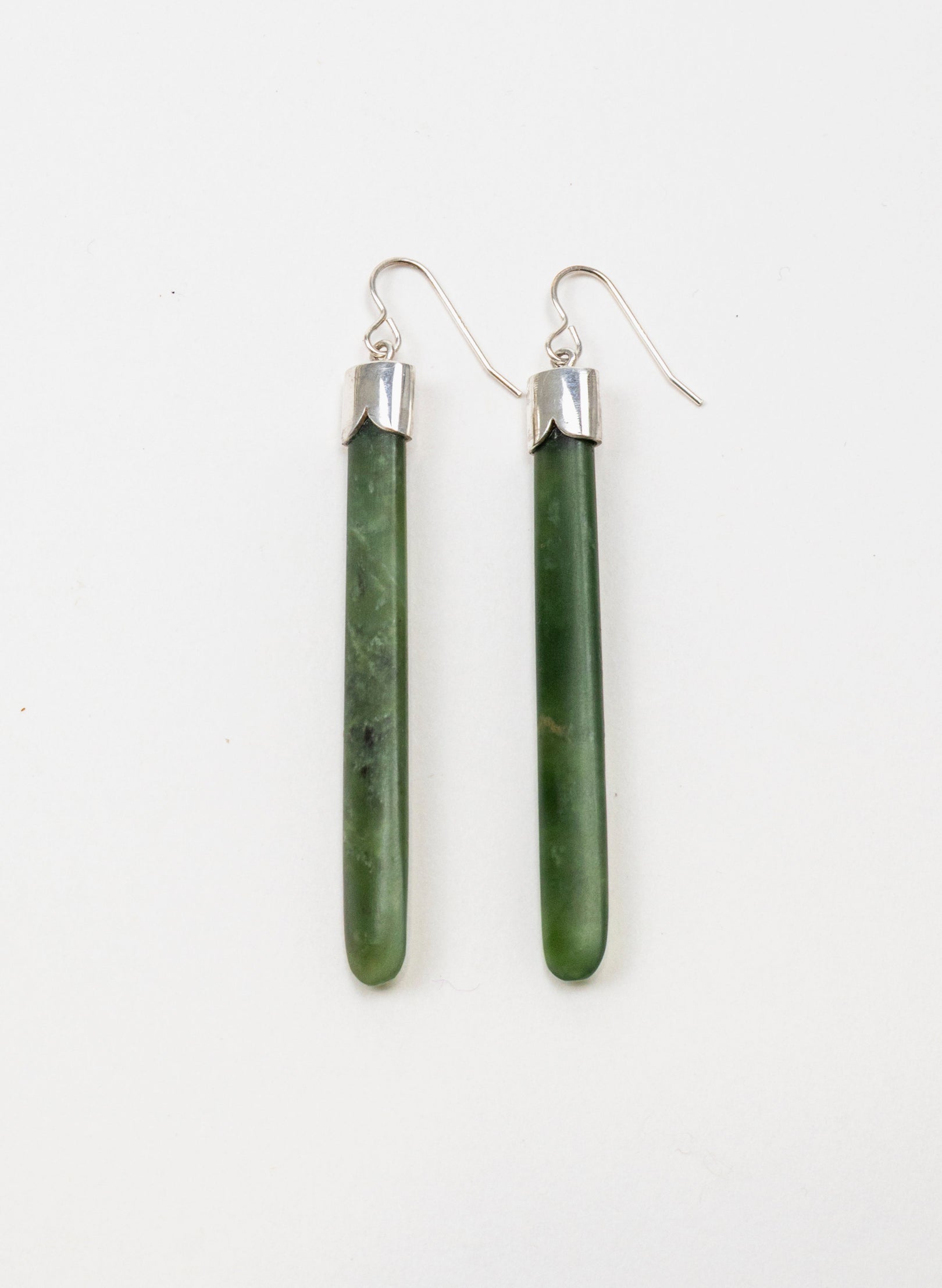 Silver Capped Pounamu Drop Earrings