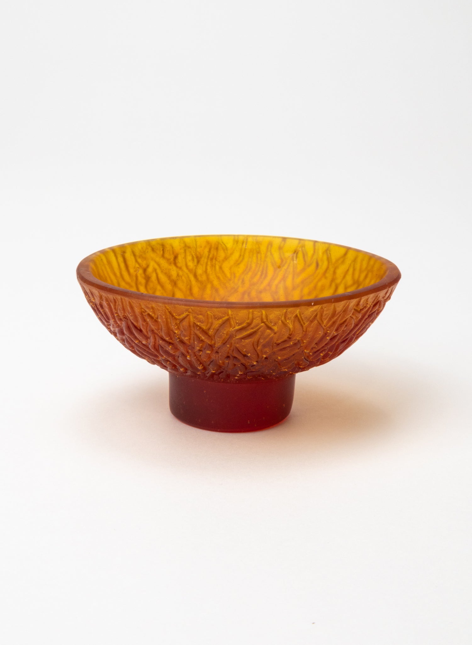 Lead Crystal Dark Orange - Oval Carved Bowl