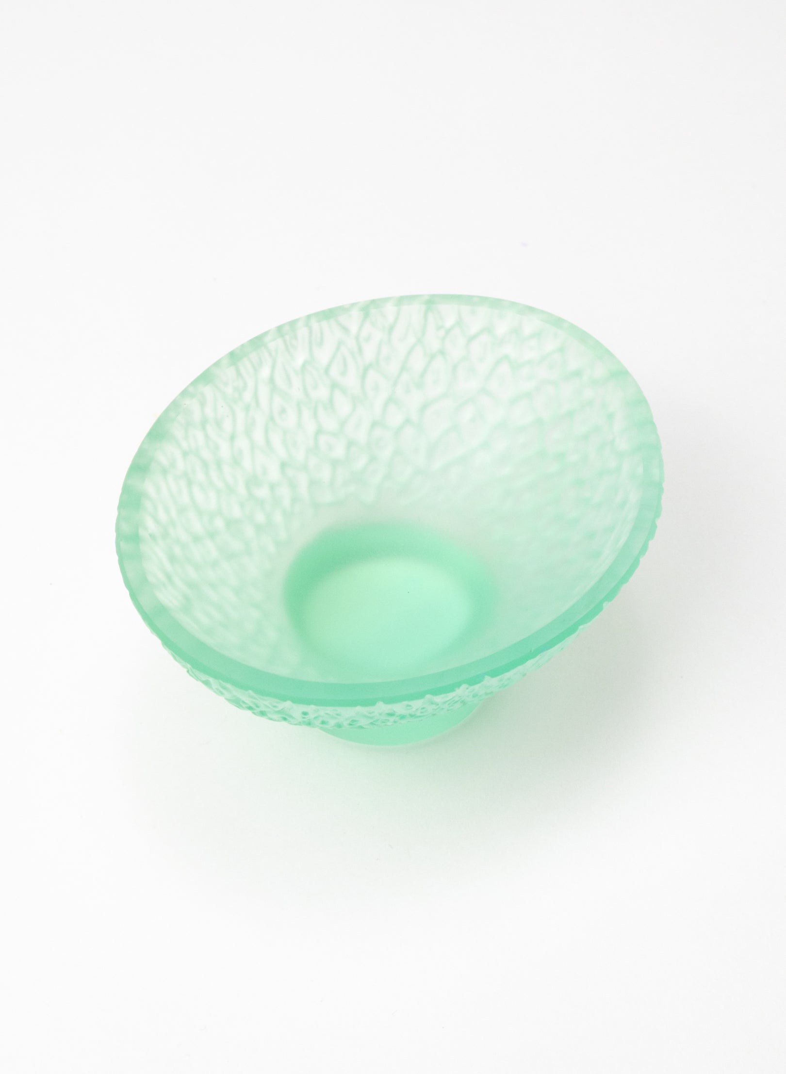 Lead Crystal Pale Lagoon - Oval Carved Bowl