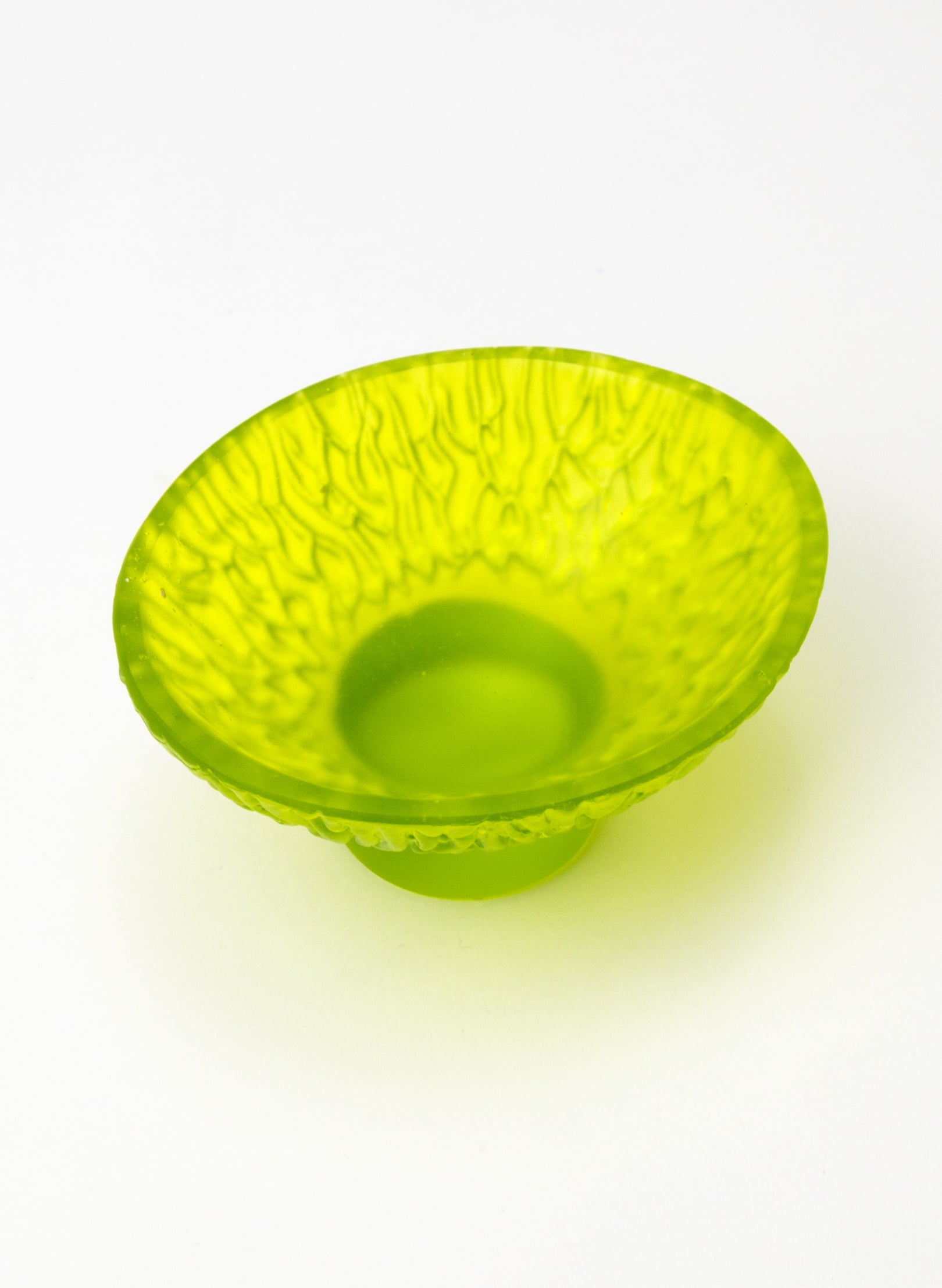 Lead Crystal Lime - Oval Carved Bowl
