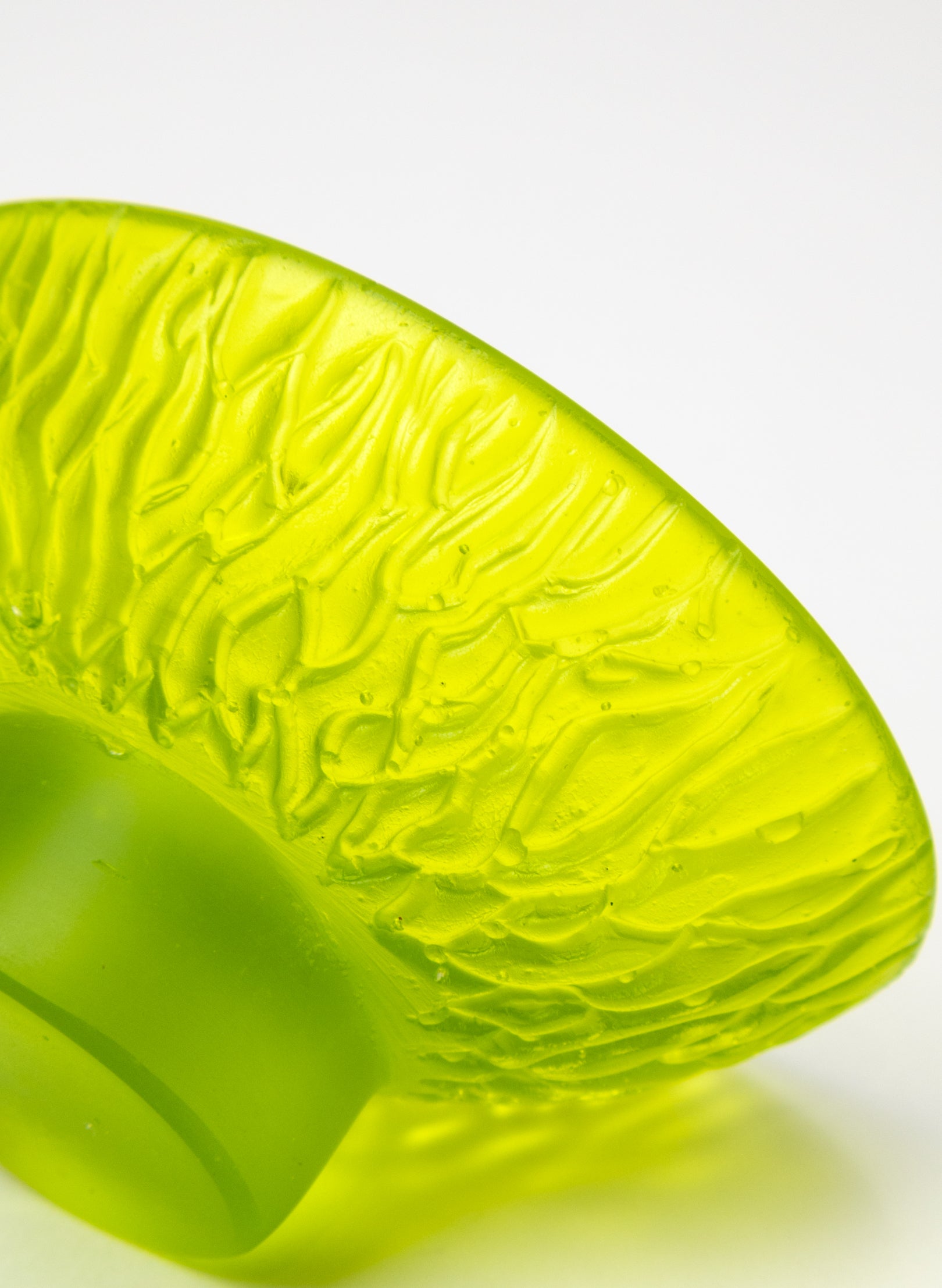 Lead Crystal Lime - Oval Carved Bowl