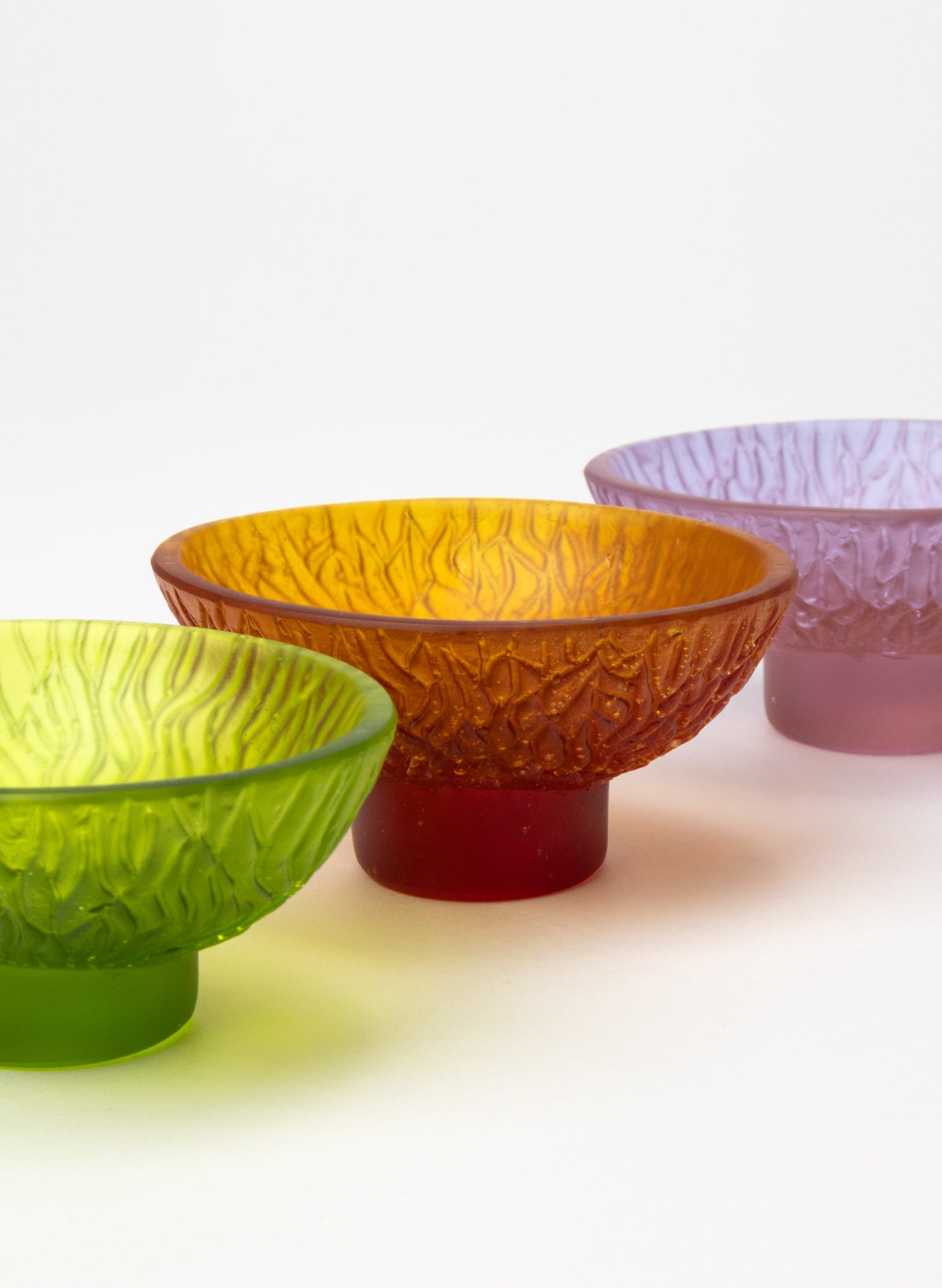 Lead Crystal Lime - Oval Carved Bowl