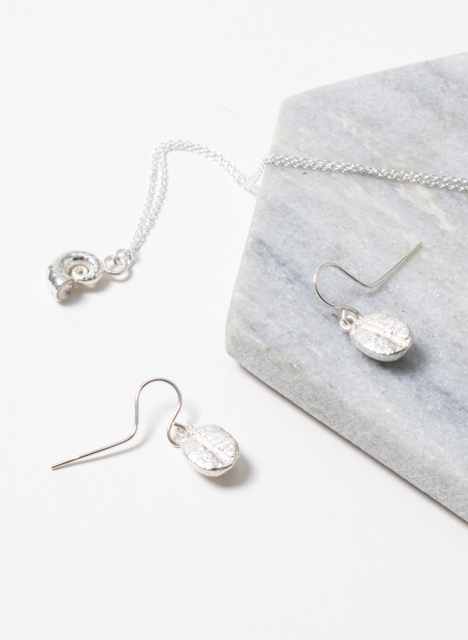 Coffee Bean Earrings - Silver