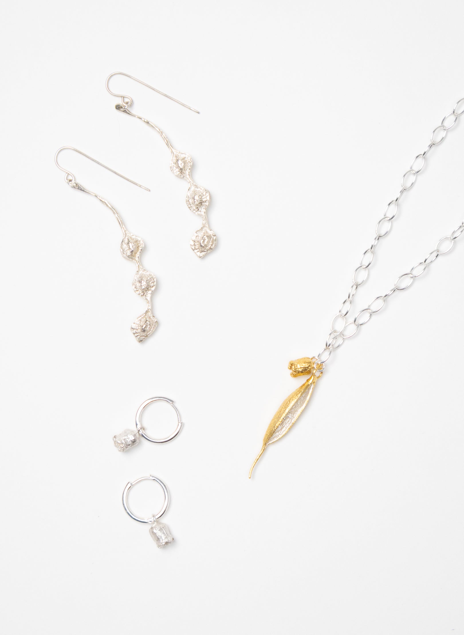 Kōwhai Drop Earrings - Silver