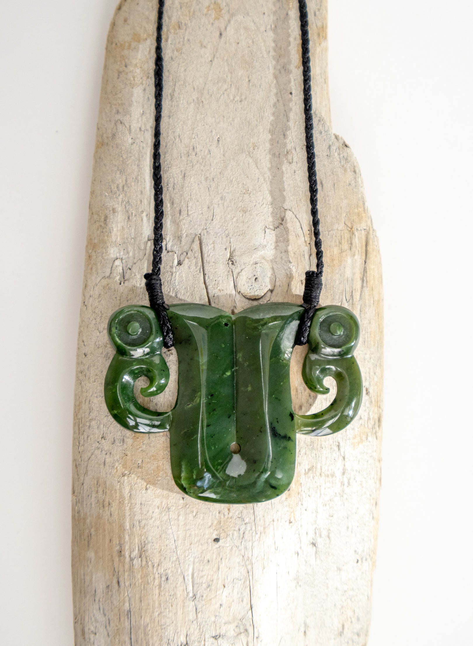 Carved Pounamu Pekapeka Pendant