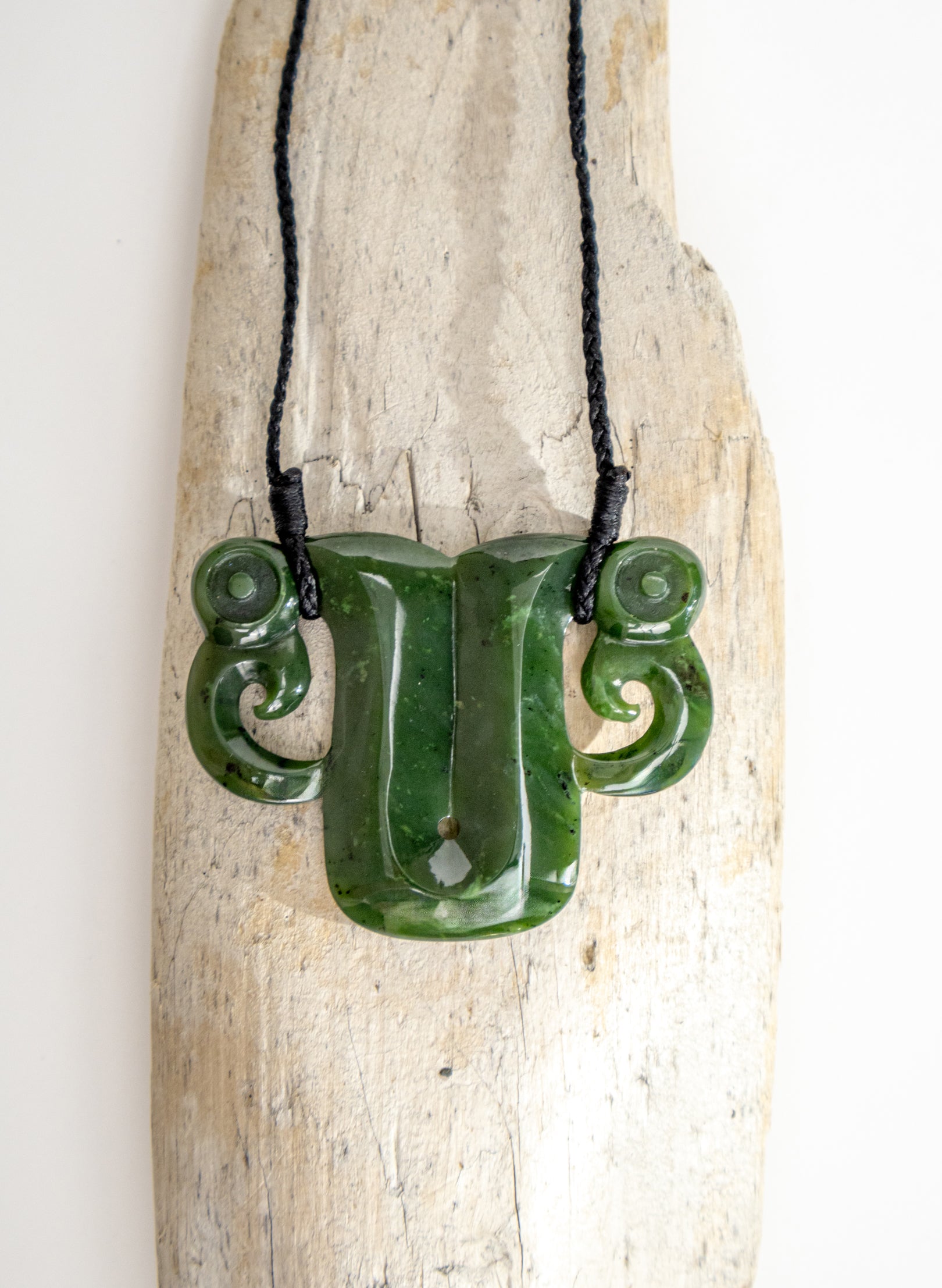 Carved Pounamu Pekapeka Pendant