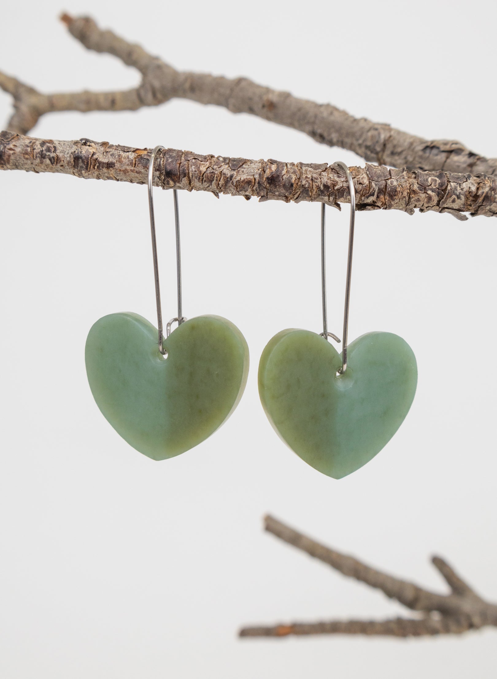 Pounamu Drop Heart Earrings